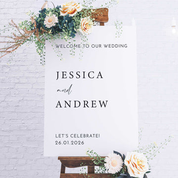 Printed Wedding Welcome sign | White Portrait - Younique Gifts