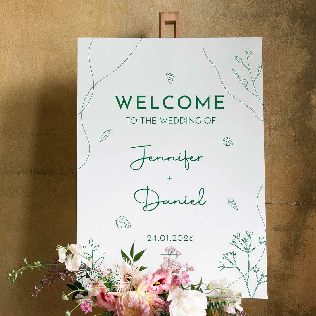Printed Wedding Welcome sign | White Portrait - Younique Gifts