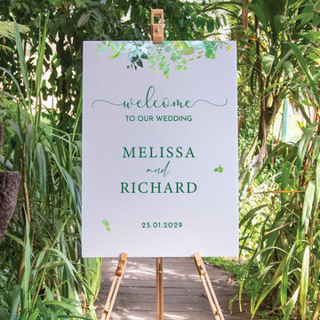 Printed Wedding Welcome sign | White Portrait - Personalised welcome sign - Younique Gifts Melbourne