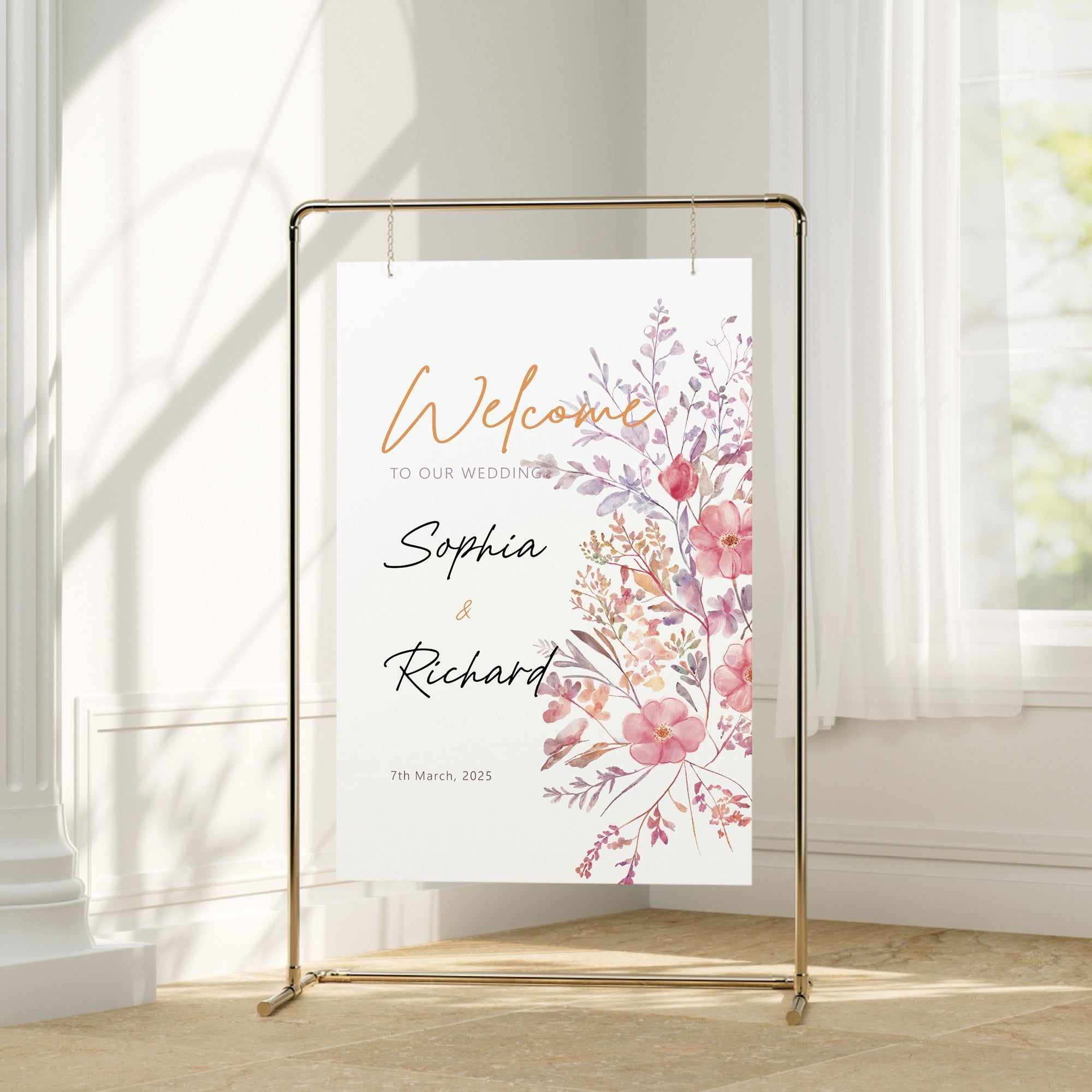 Printed Wedding Welcome sign | White Portrait - Younique Gifts