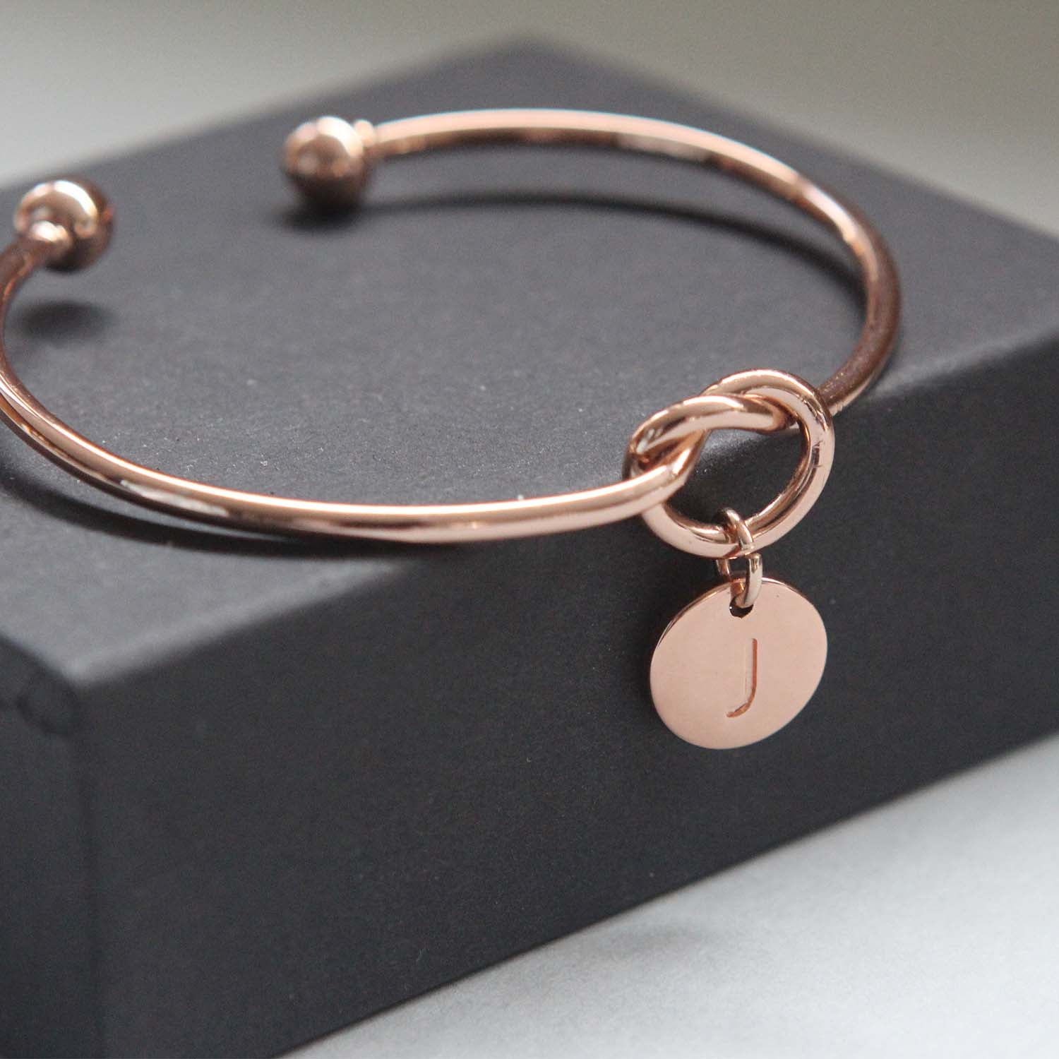 Personalised Initial Bangle Bracelet, Bridesmaid Gift, Tie the Knot Jewellery