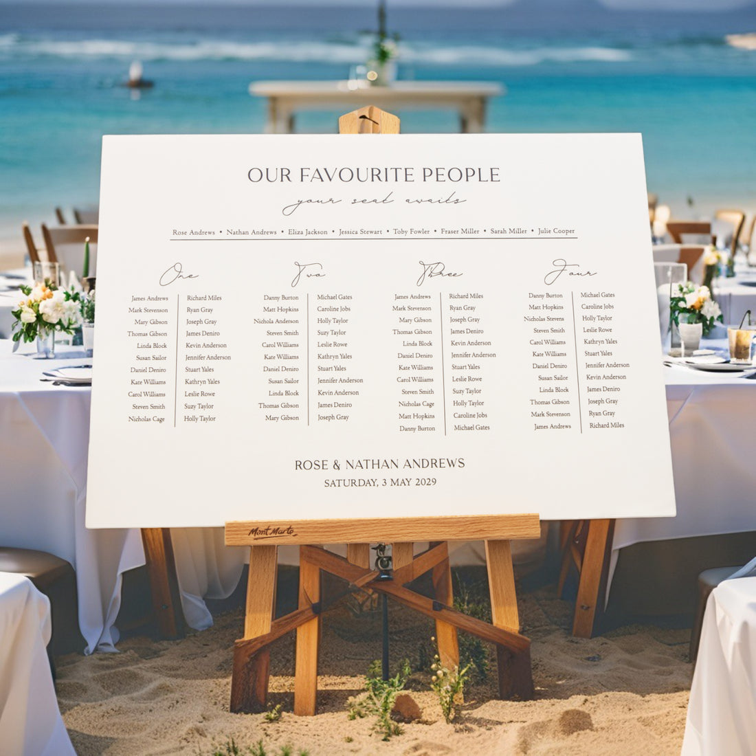 Printed Wedding Seating Chart | White Landscape