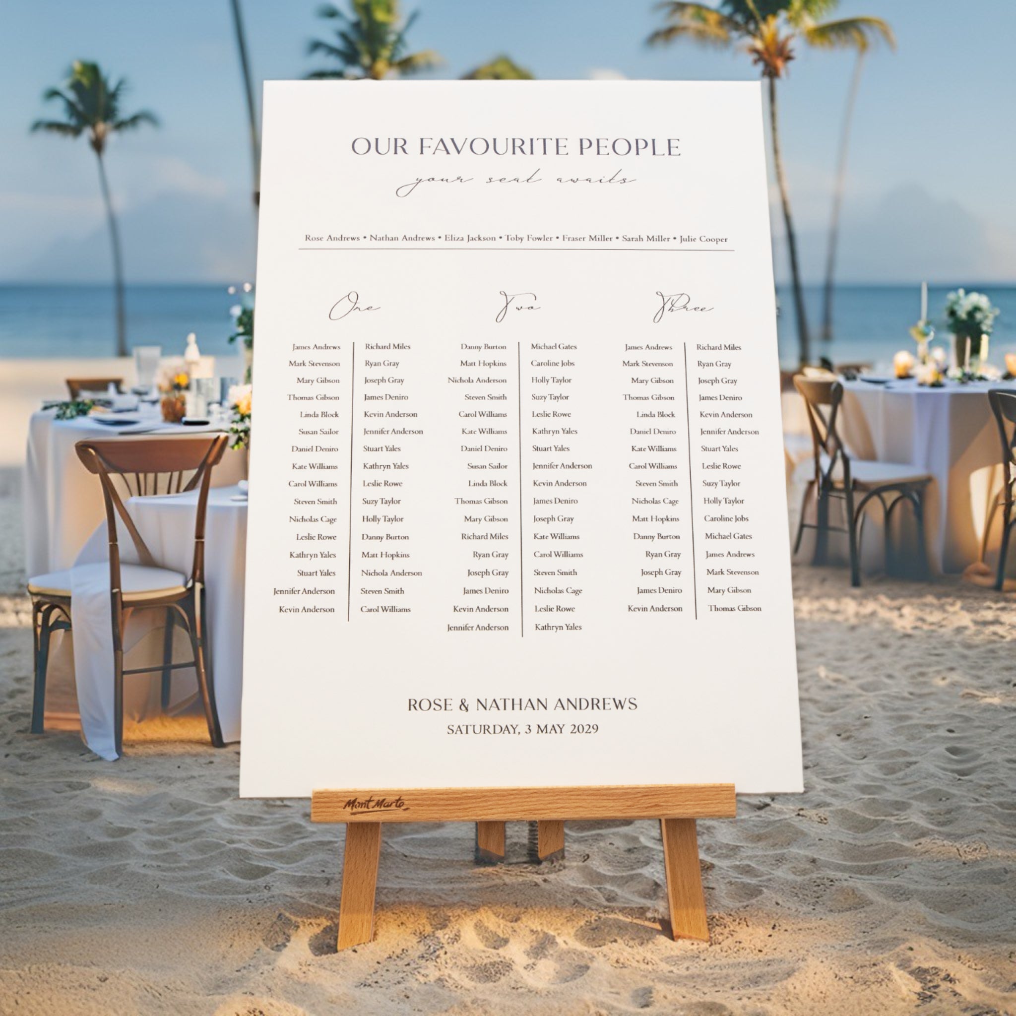 Printed Wedding Seating Chart | White Portrait