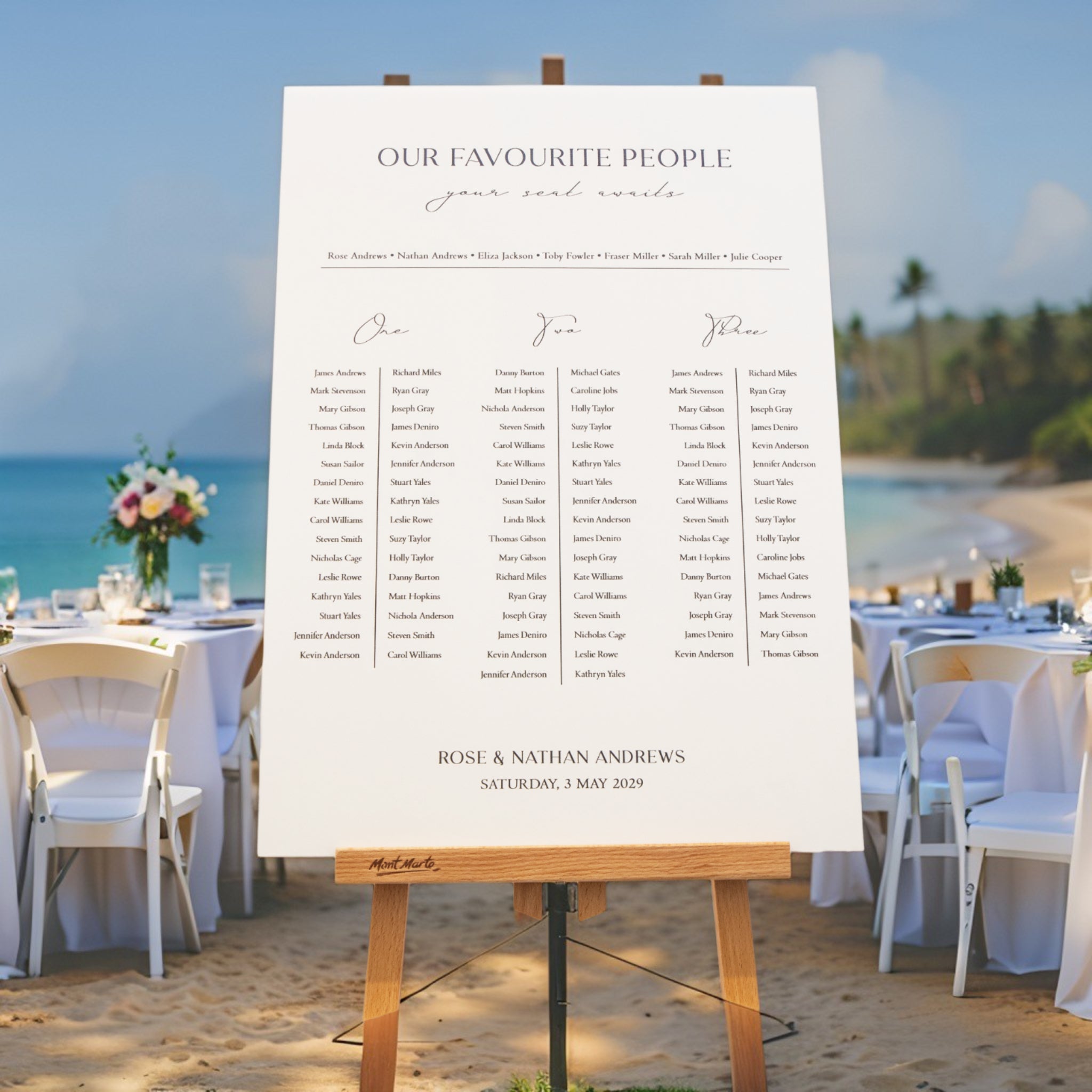 Printed Wedding Seating Chart | White Portrait