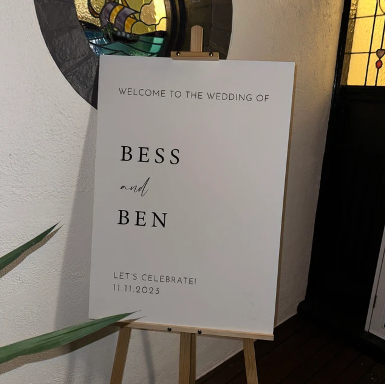 Printed Wedding Welcome sign | White Portrait