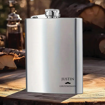 Personalized Groomsman Flask: Laser Engraved Stainless Steel Gift