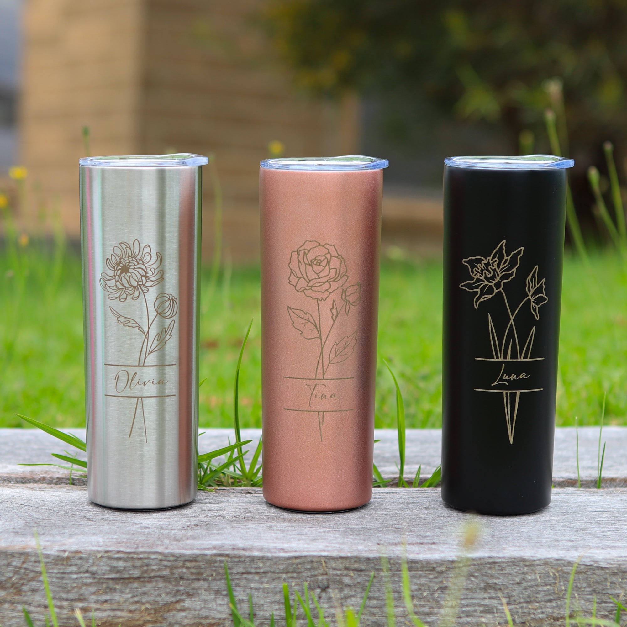 Skinny Tumbler, Personalised gift for Bridesmaid and Birthday - Personalised tumbler - Younique Gifts Melbourne