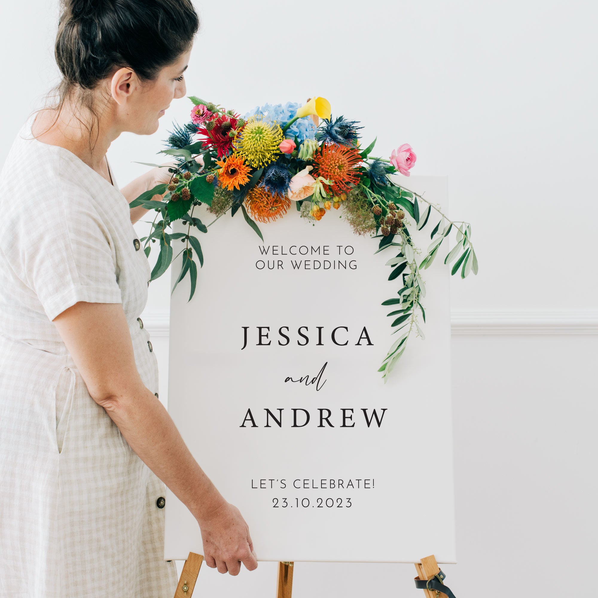 Printed Wedding Welcome sign | White Portrait