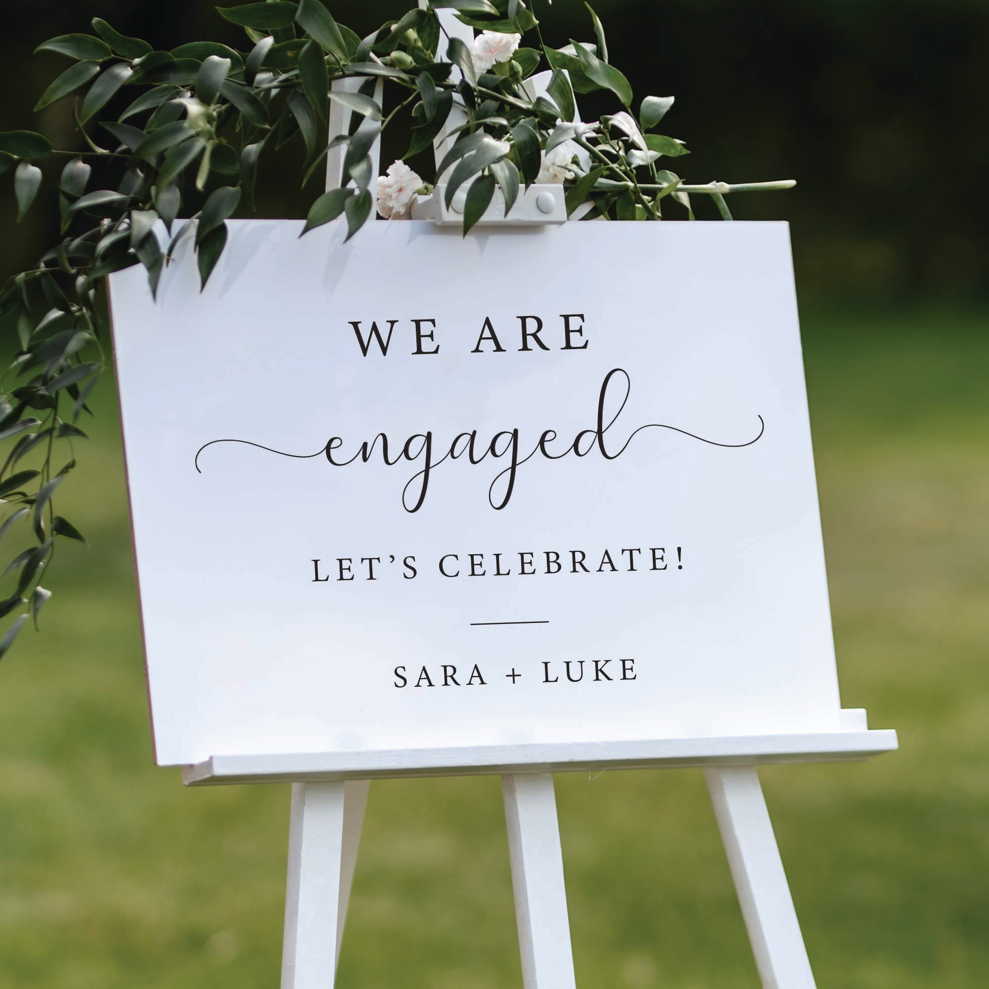 Custom printed engagement sign foam board, Personalised Wedding Welcome sign in White
