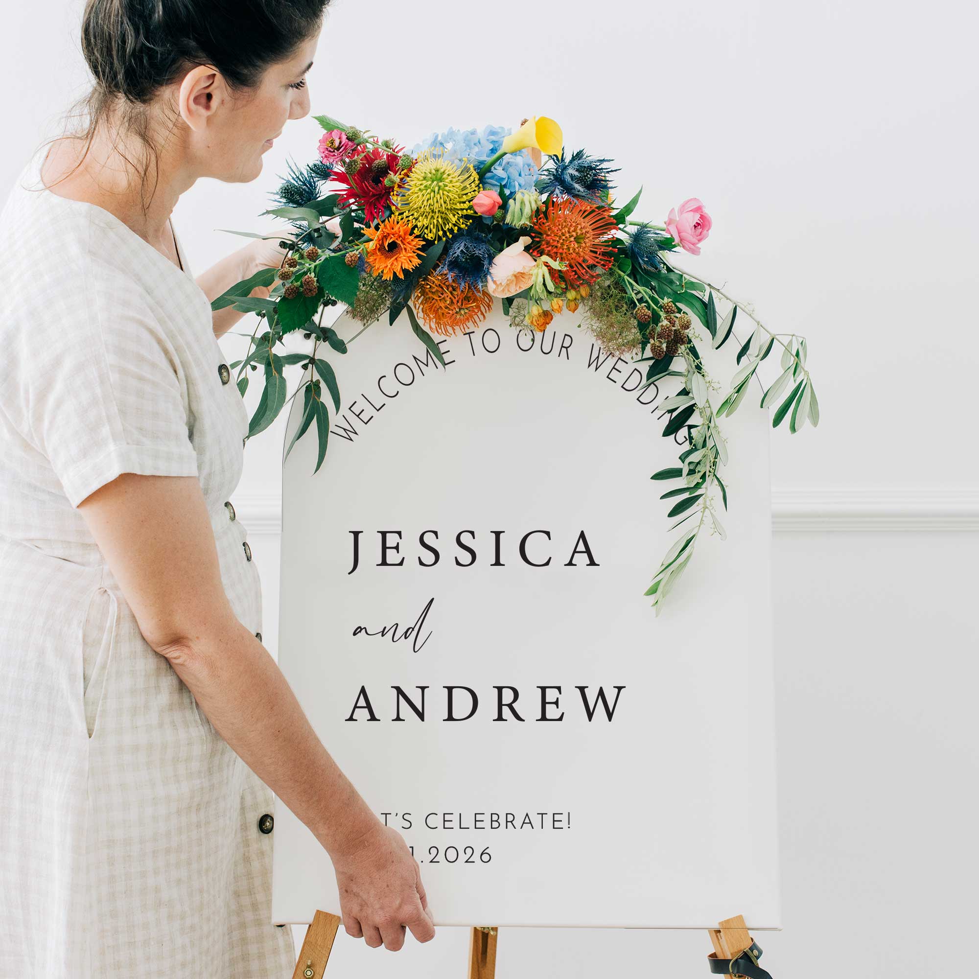Personalised wedding welcome board arch