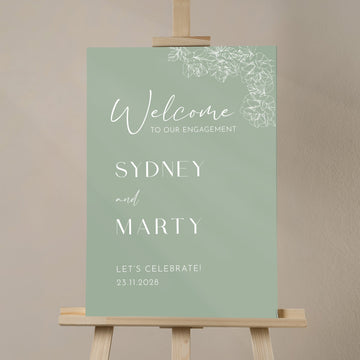 Wedding Welcome Sign in Sage Green – Personalised Party Sign - Younique Gifts