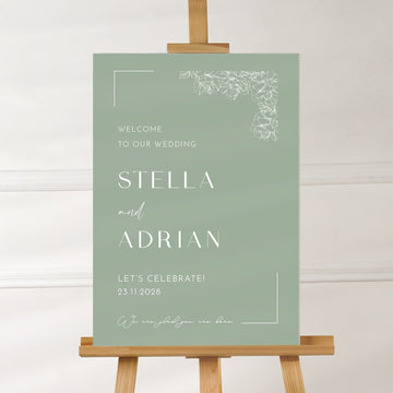 Wedding Welcome Sign in Sage Green – Personalised Party Sign - Younique Gifts
