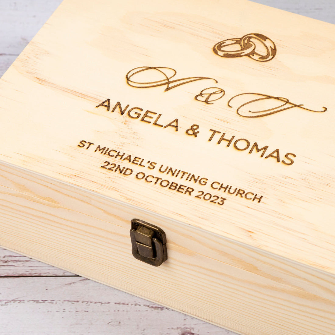 Personalised Wooden Keepsake box, Newly Wedding, Couple Gift [Ange]