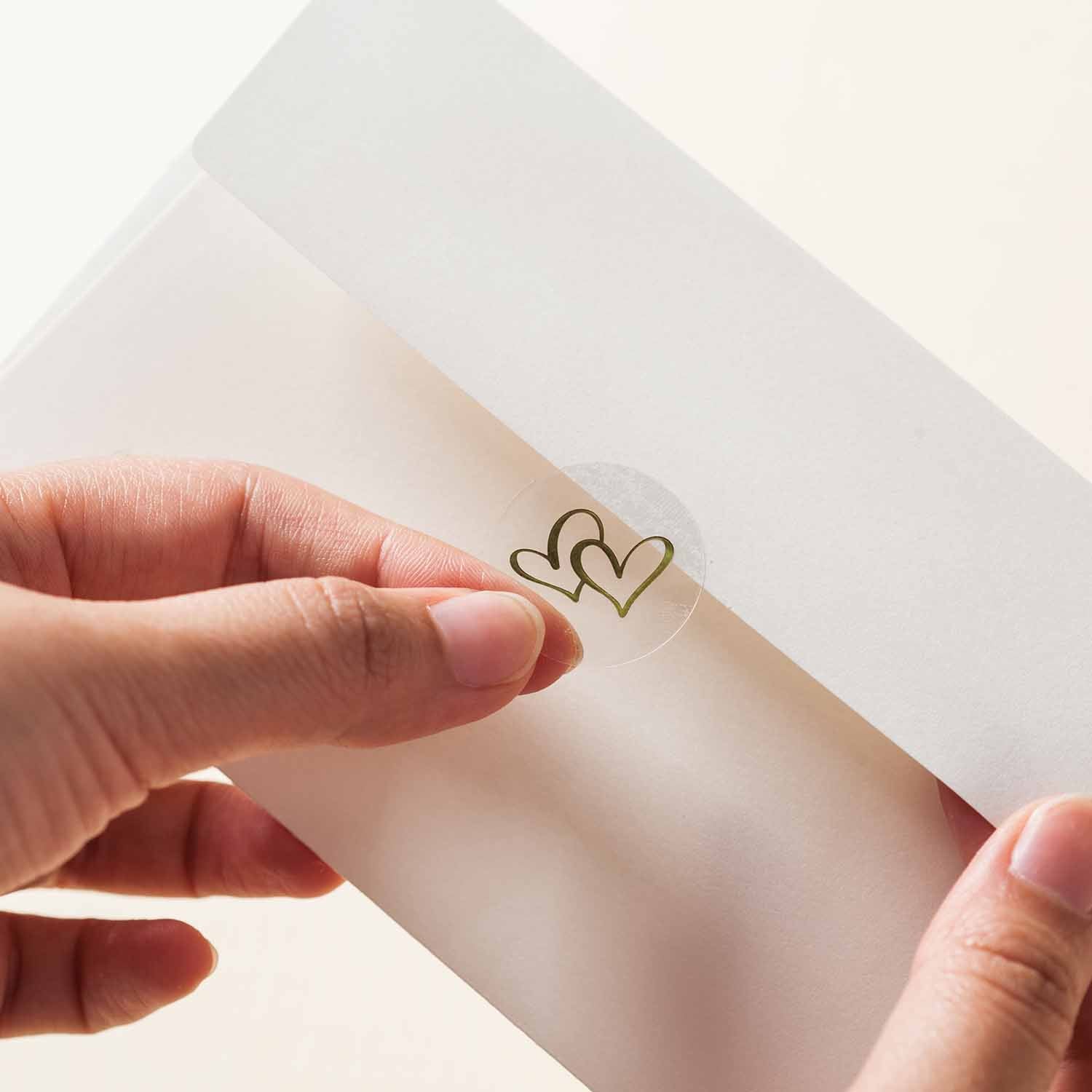 Wedding Invite Seal Sticker - Clear Hearts 10pc