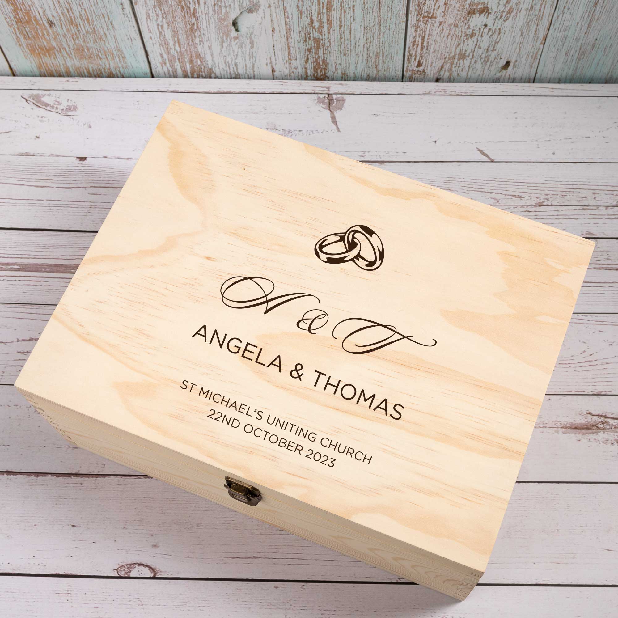 Personalised Wooden Keepsake box, Newly Wedding, Couple Gift [Ange]