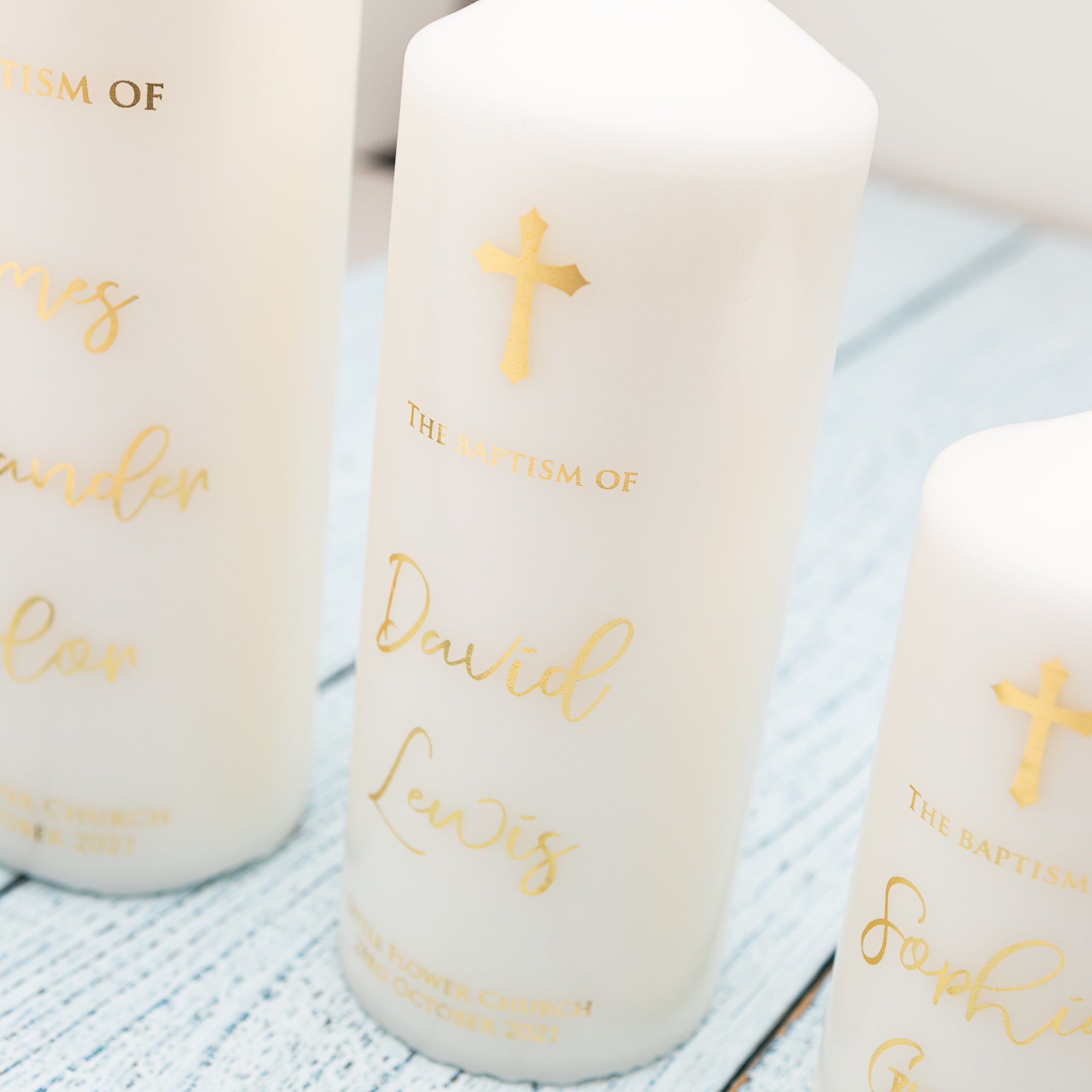 Personalised Baptism Candle – Premium Foil Finish Keepsake