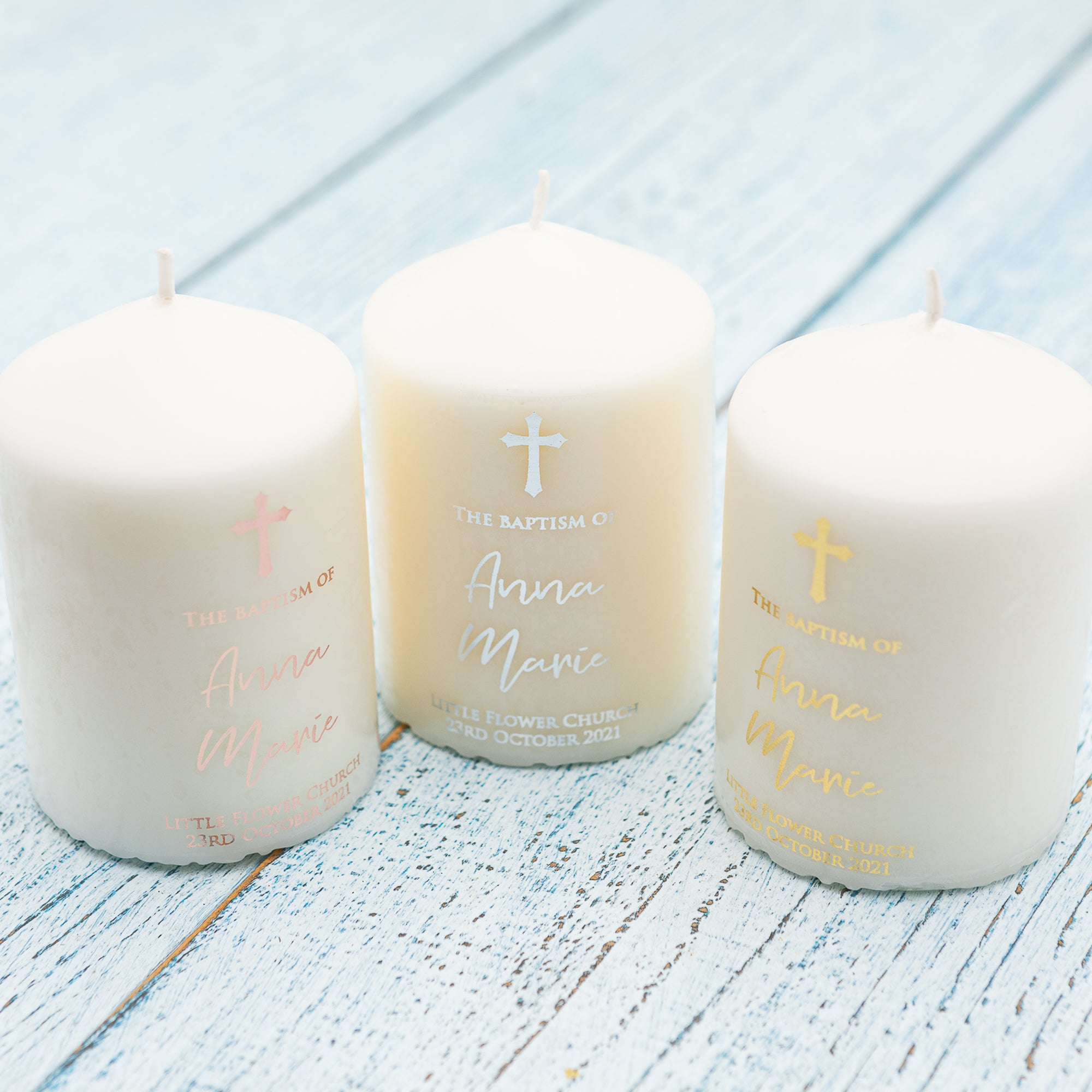 Personalised Baptism Candle – Premium Foil Finish Keepsake