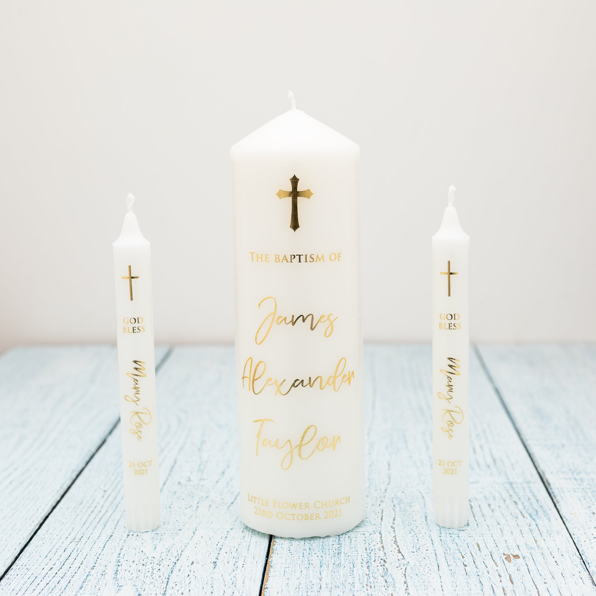Personalised Baptism Candle – Premium Foil Finish Keepsake
