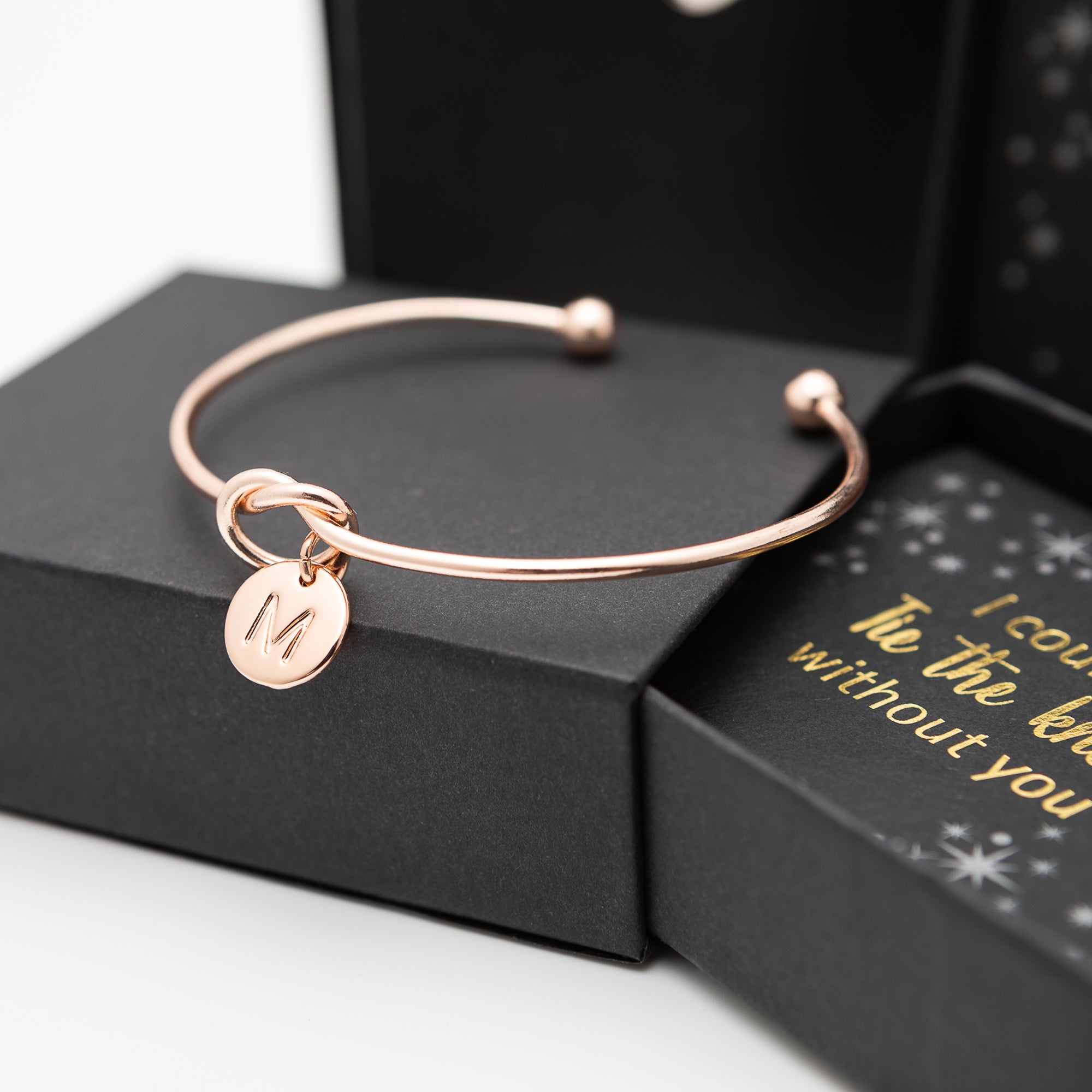 Personalised Initial Bracelet Bridesmaid Proposal Gift Black
