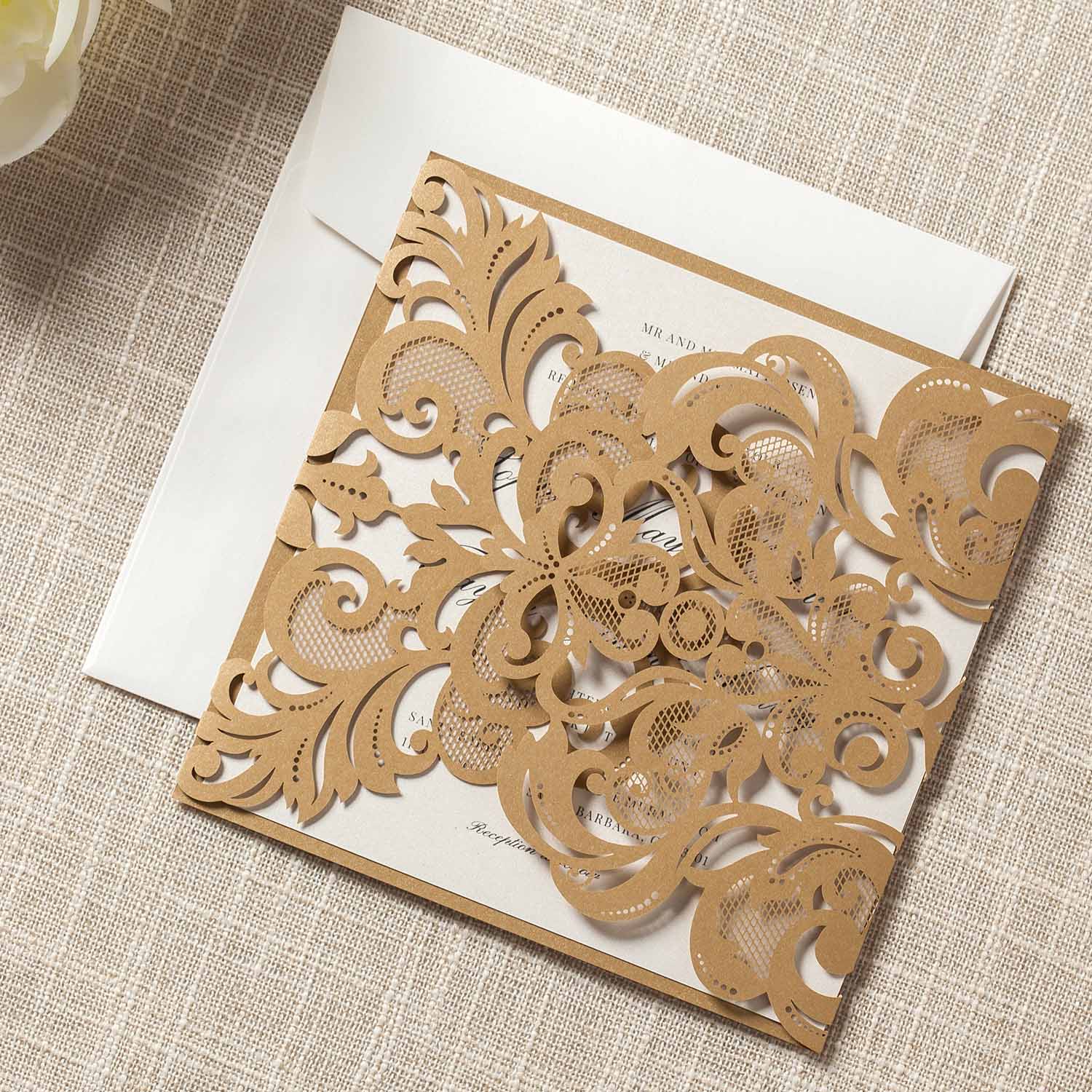 Laser cut wedding invitations CW3109