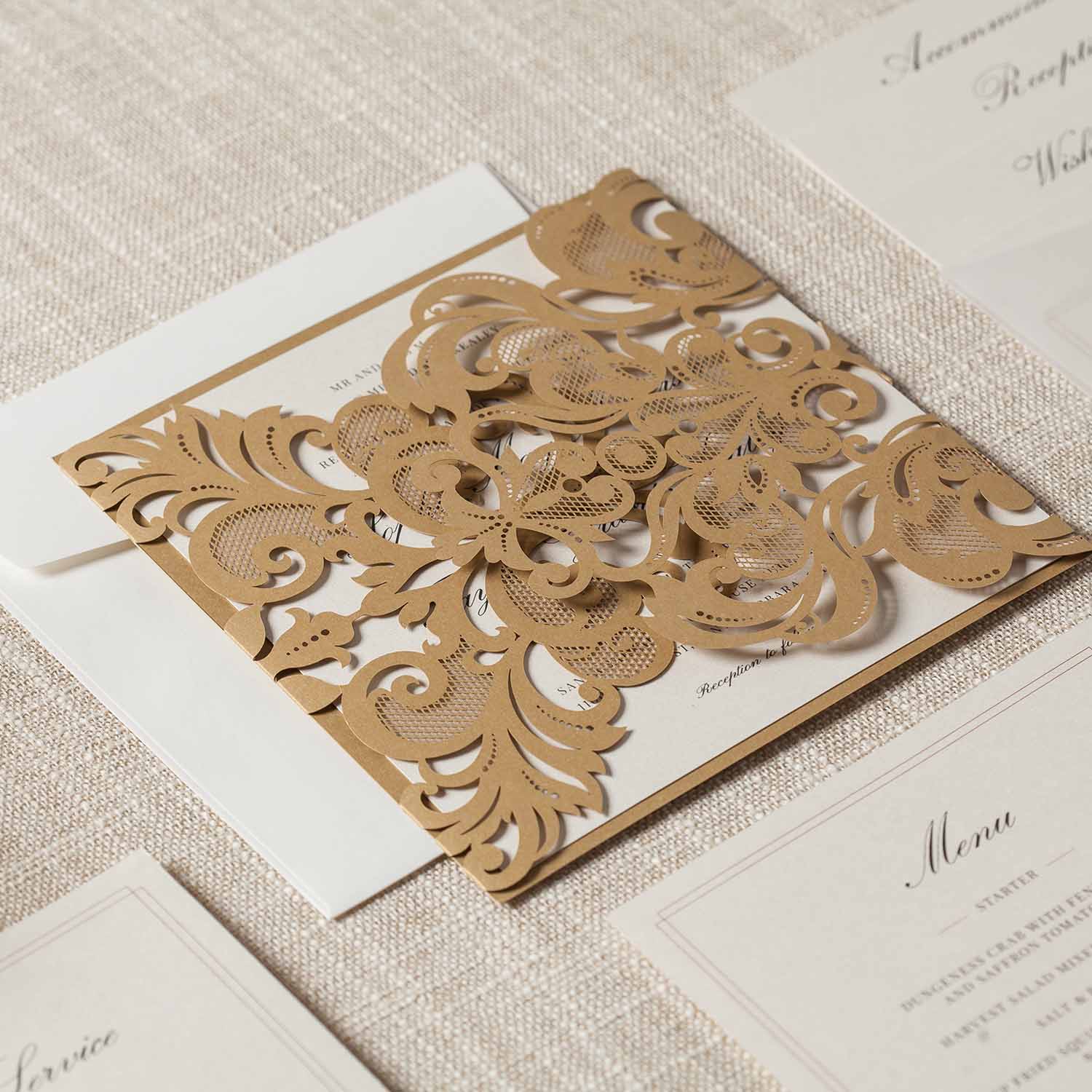 Laser cut wedding invitations CW3109