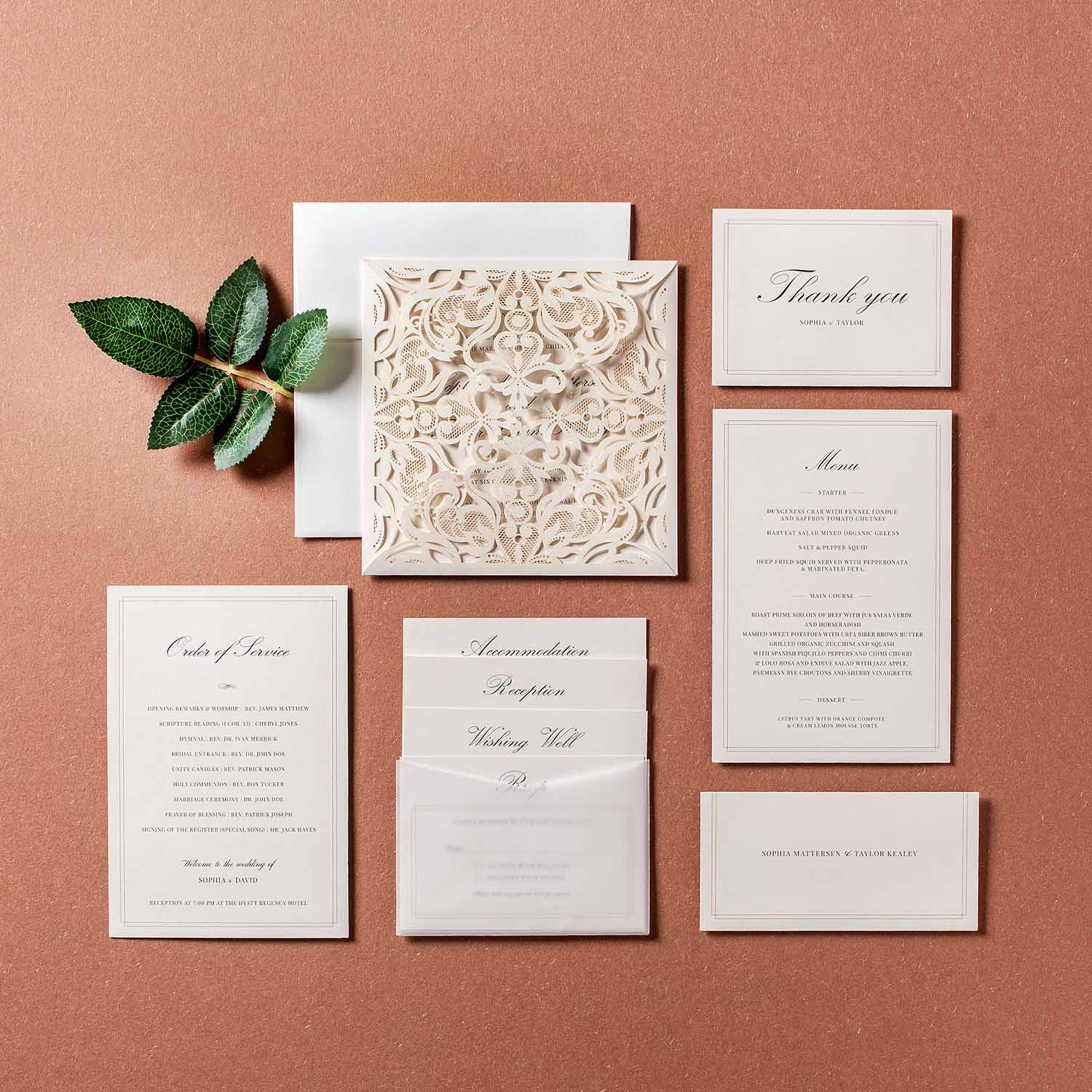 Laser cut wedding invitations - CW519_WH