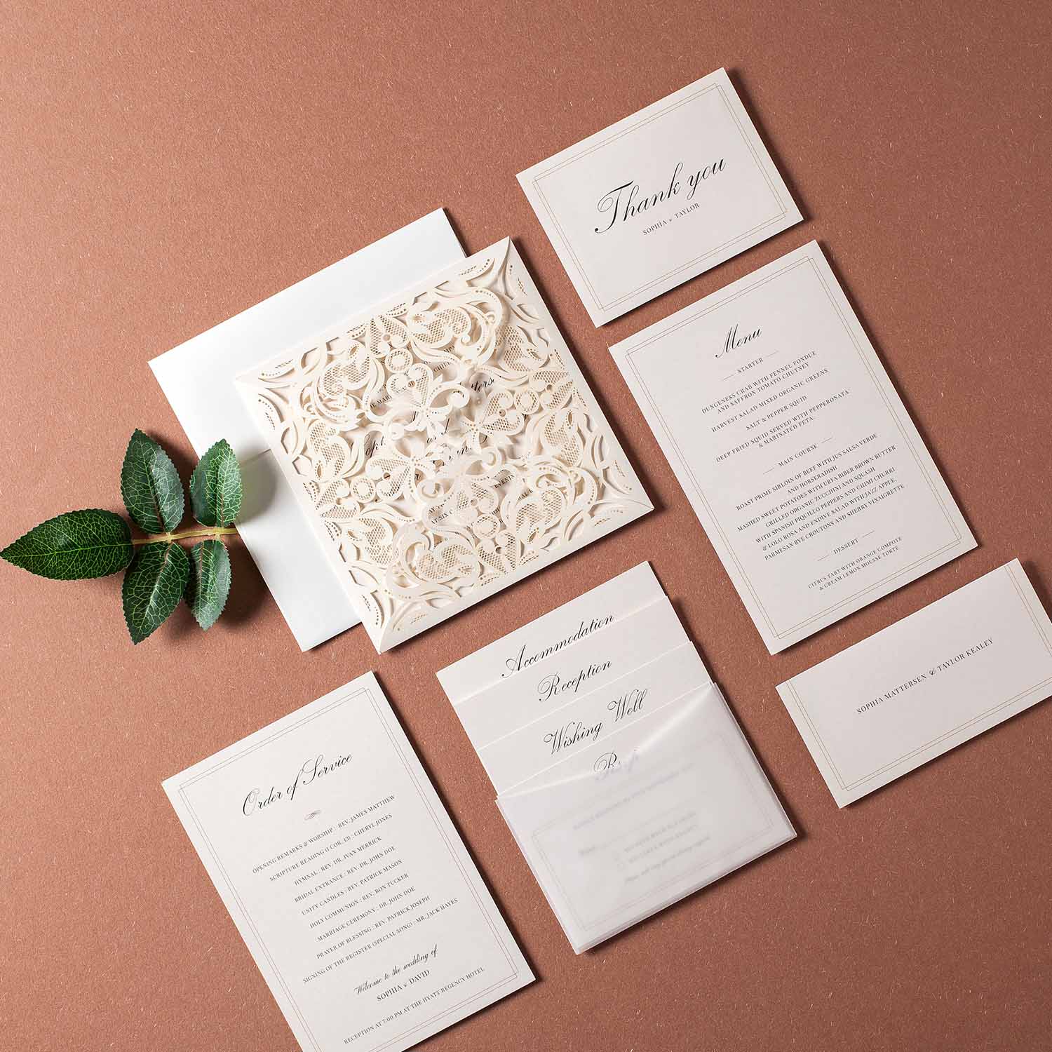 Laser cut wedding invitations - CW519_WH