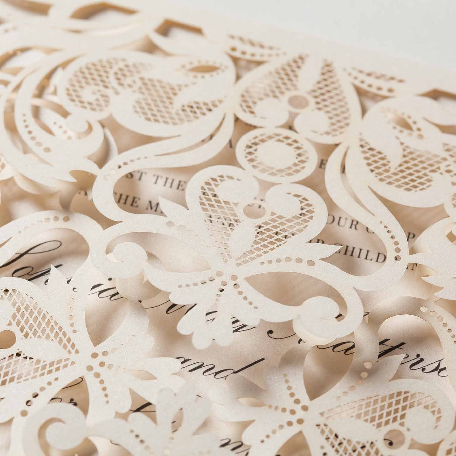 Laser cut wedding invitations - CW519_WH