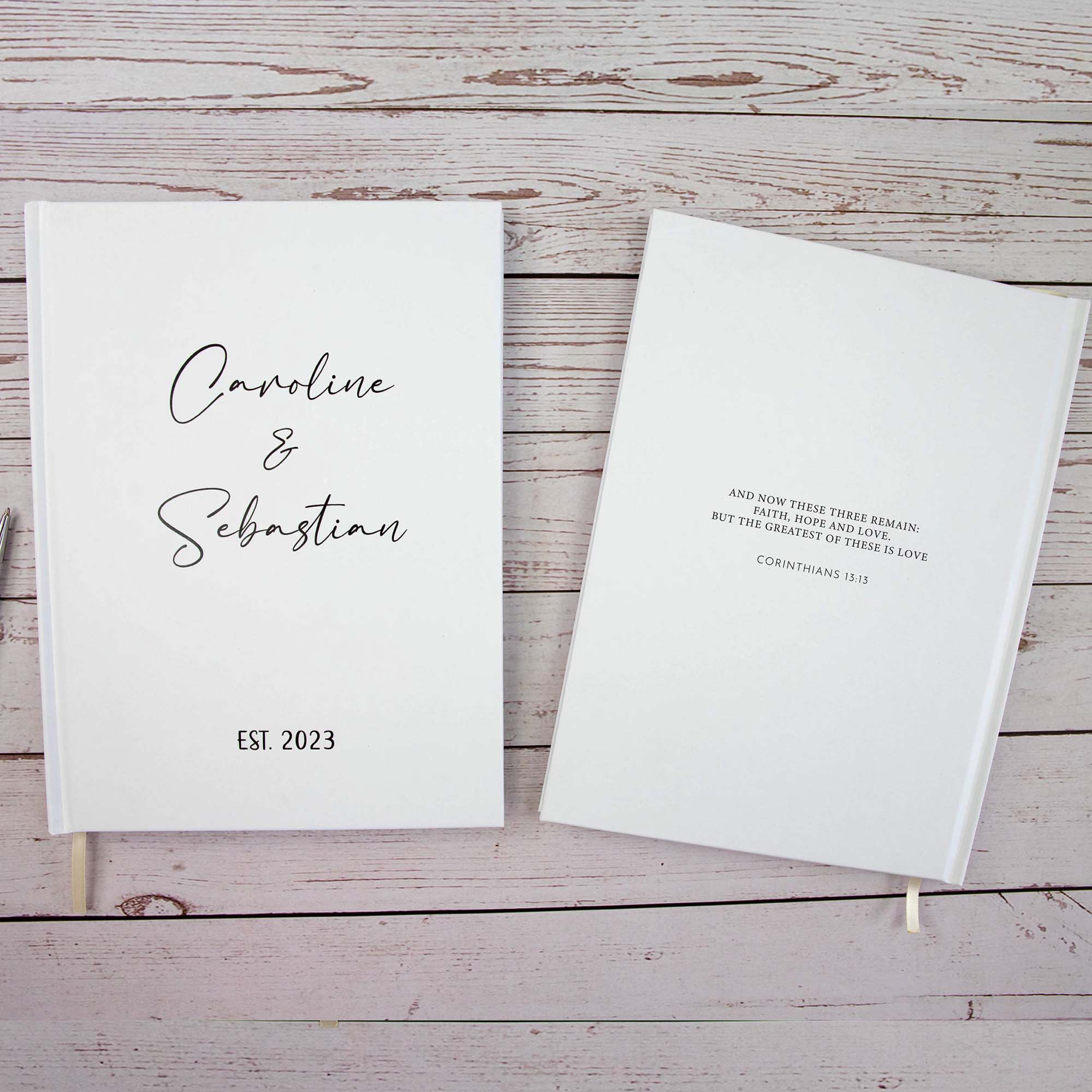 Minimalist Cursive Font Personalised Wedding Guest Book