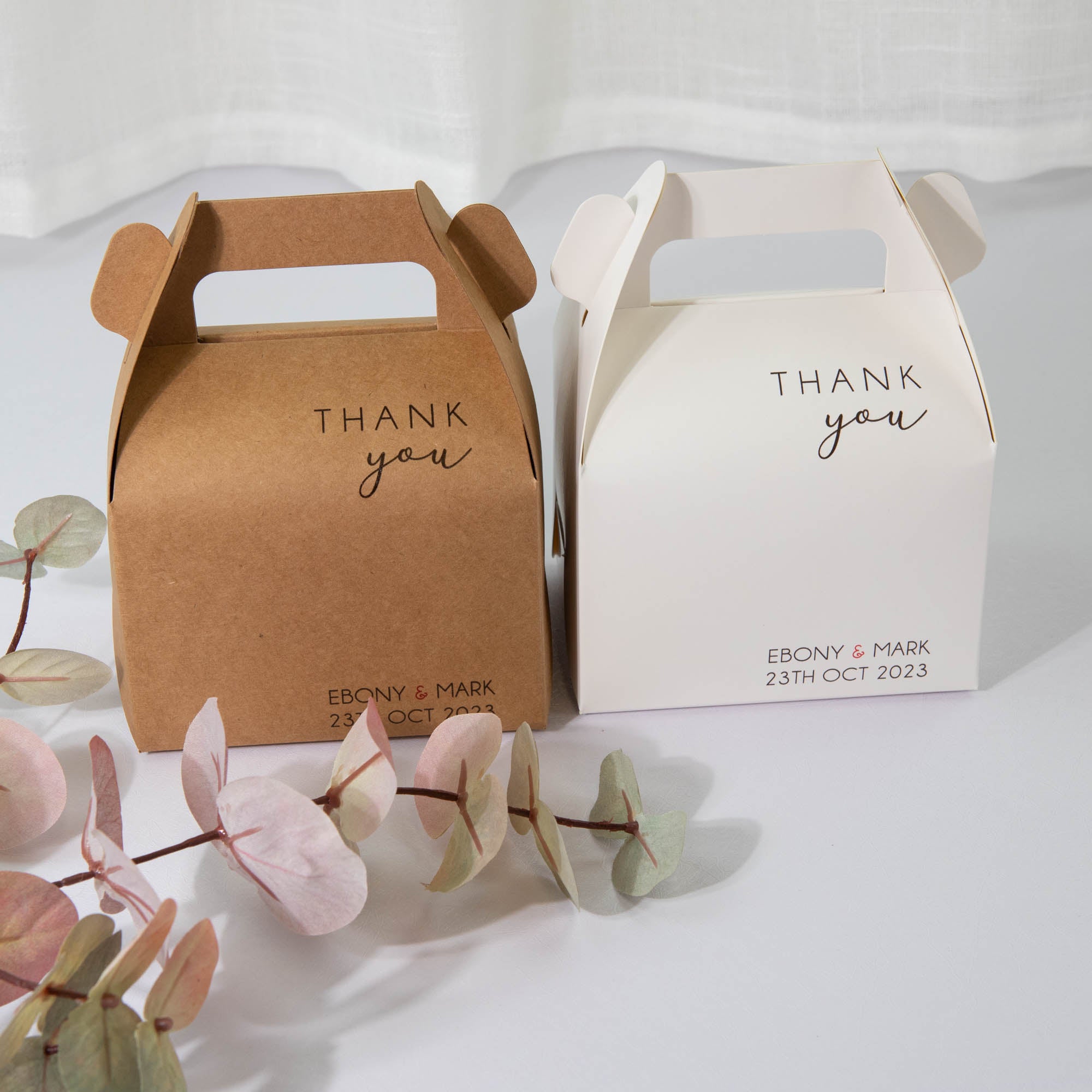 Personalised favour box, wedding cake box for guest gift and corporate event guests with customised favour boxes