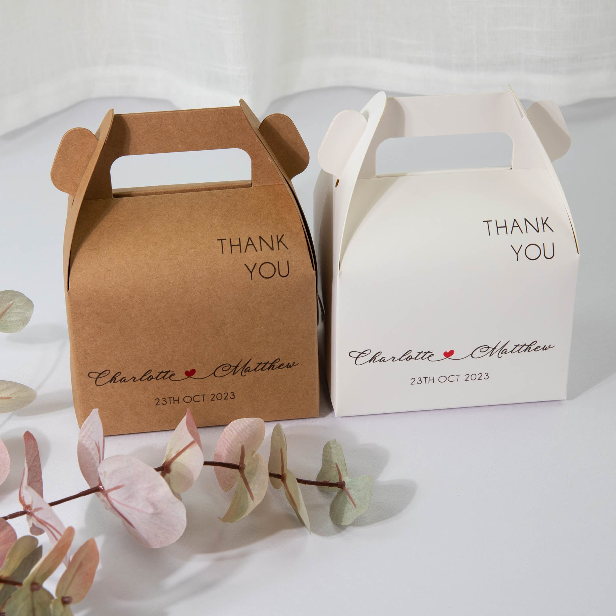 Personalised favour box, wedding cake box for guest gift and corporate event guests with customised favour boxes