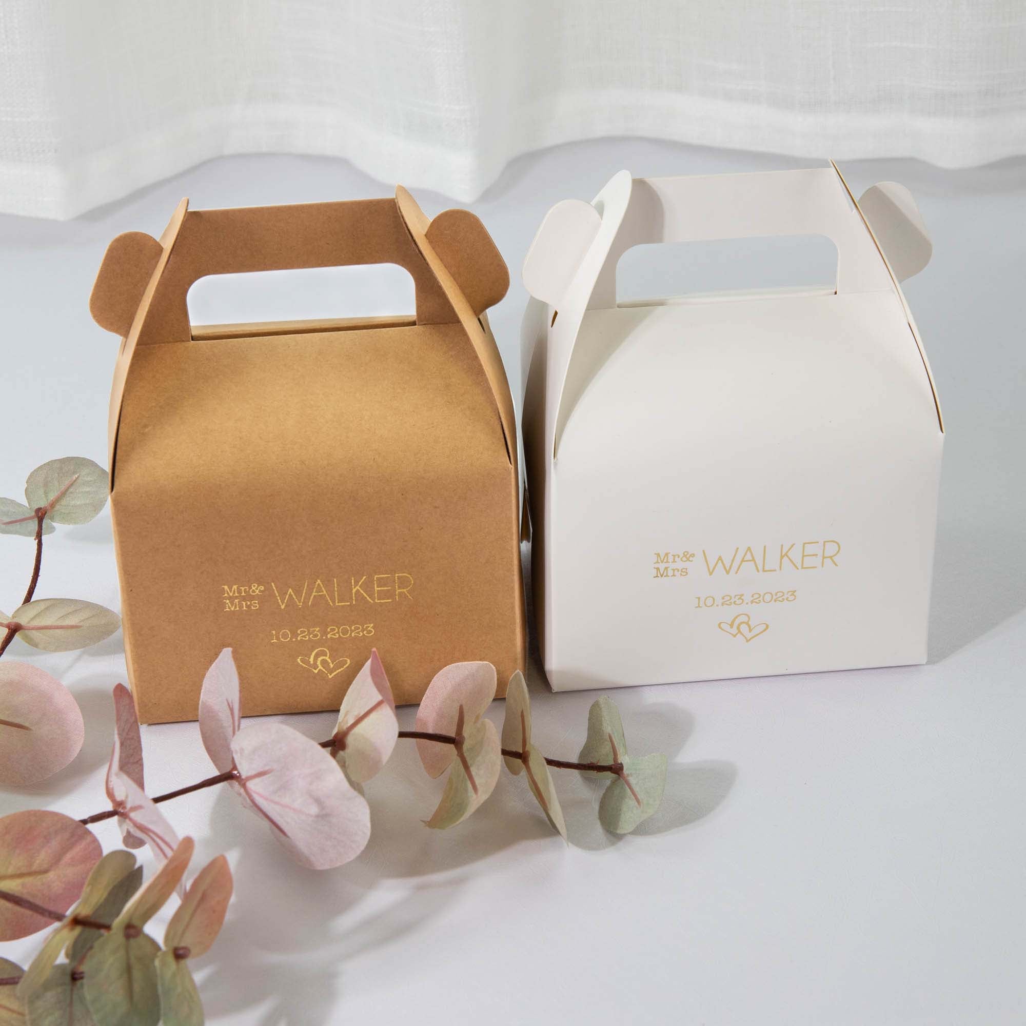 Personalised favour box, wedding cake box for guest gift and corporate event guests with customised favour boxes