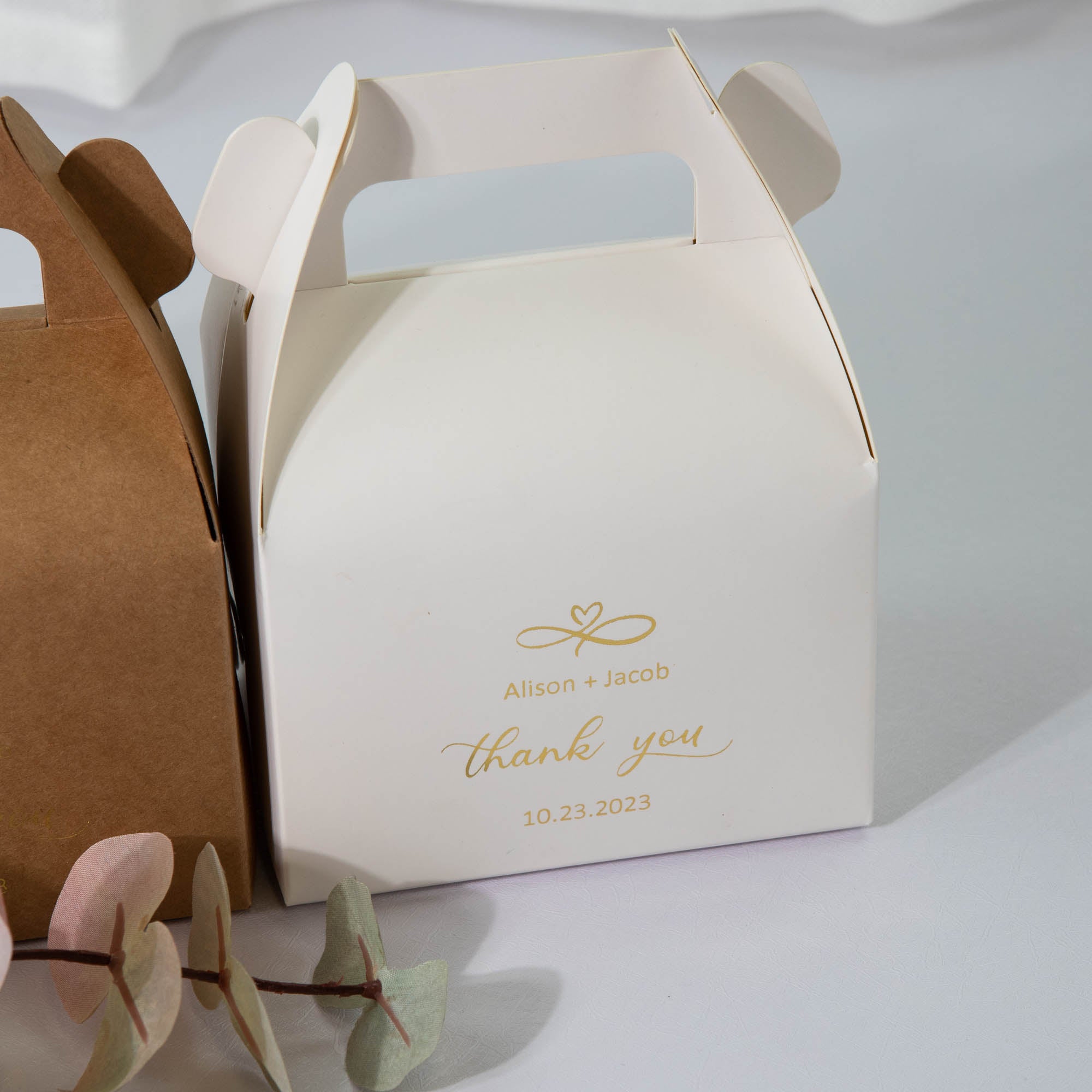 Personalised favour box, wedding cake box for guest gift and corporate event guests with customised favour boxes