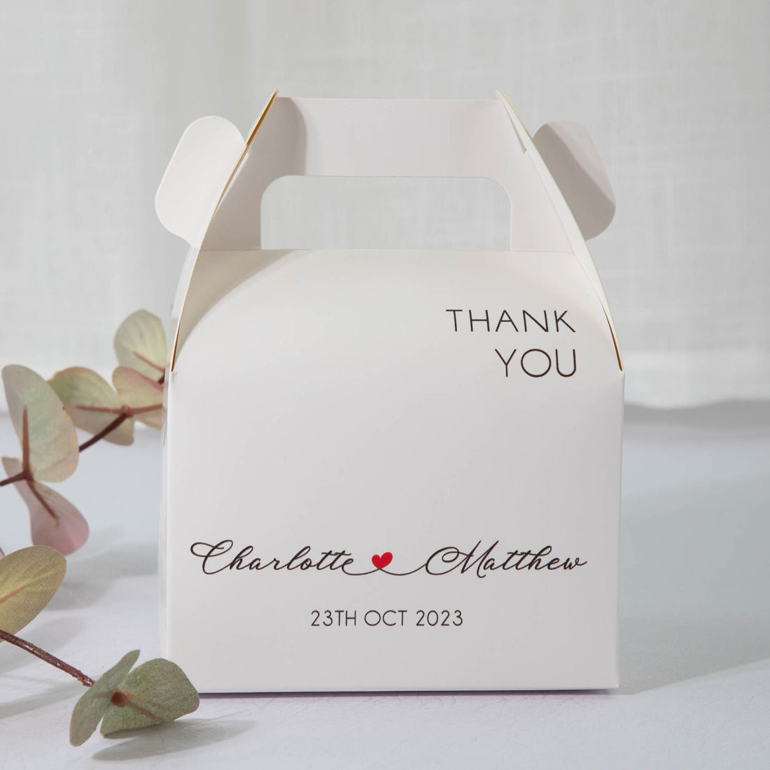 Personalised favour box, wedding cake box for guest gift and corporate event guests with customised favour boxes
