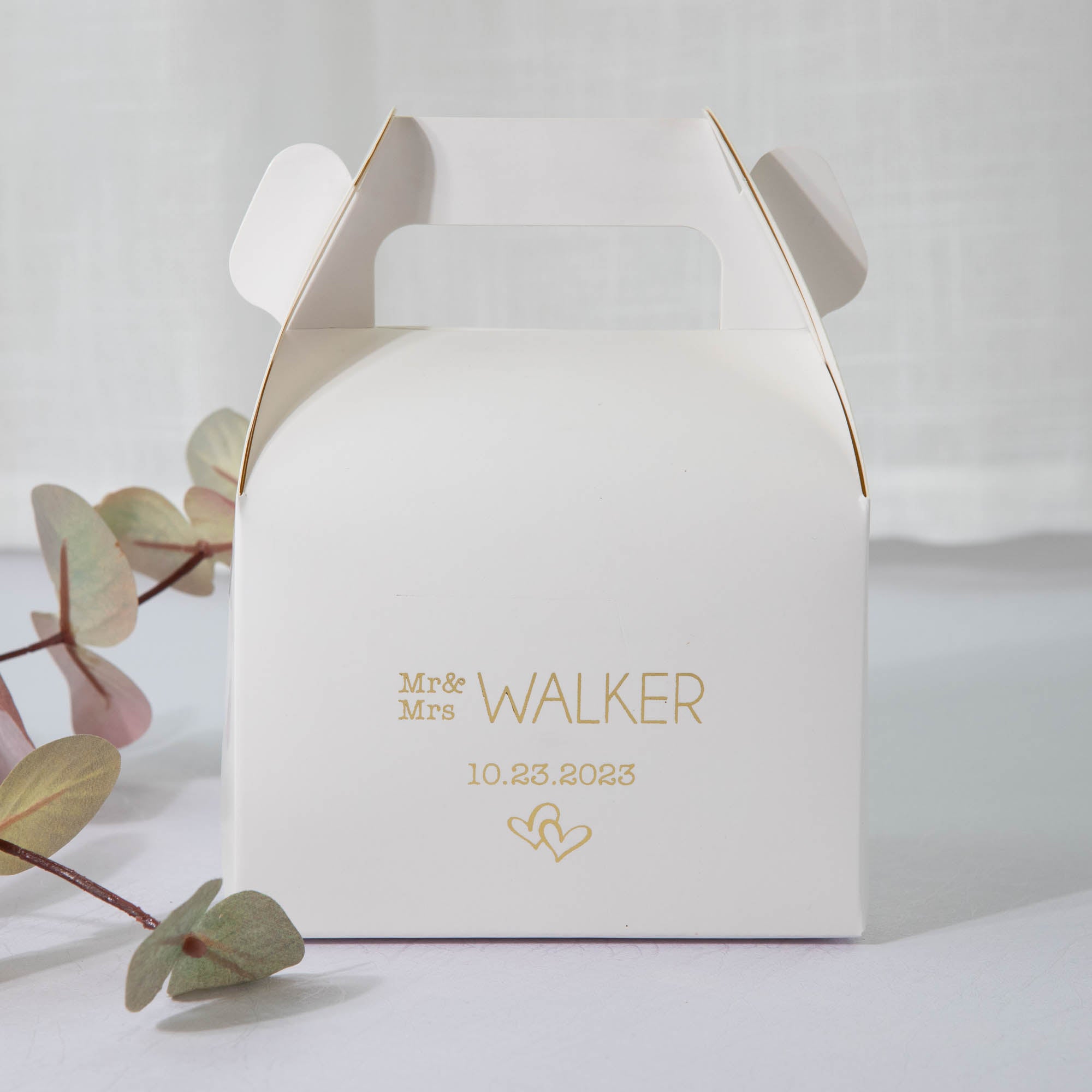 Personalised favour box, wedding cake box for guest gift and corporate event guests with customised favour boxes