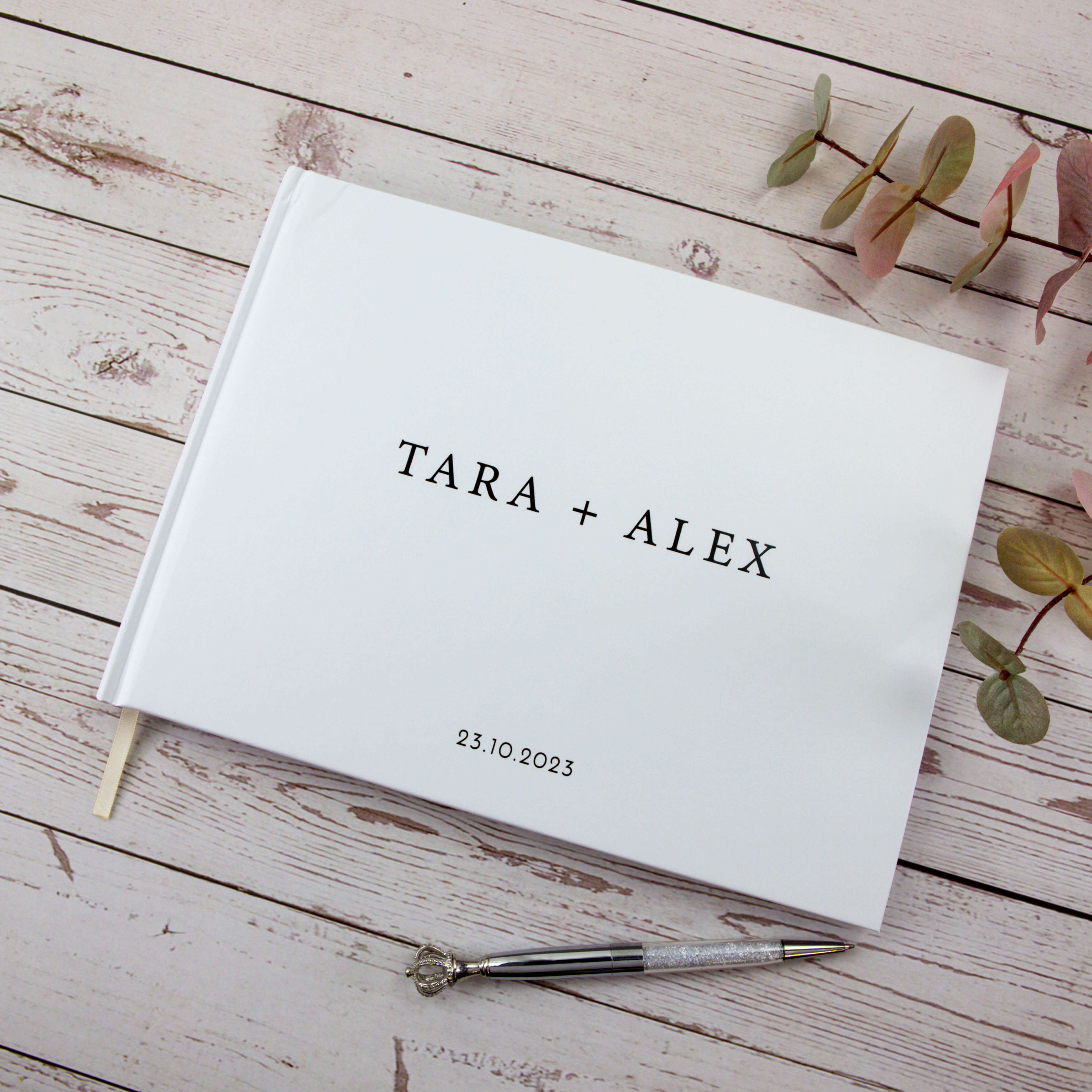 Modern Personalised Wedding Guest Book – Custom Minimal Design