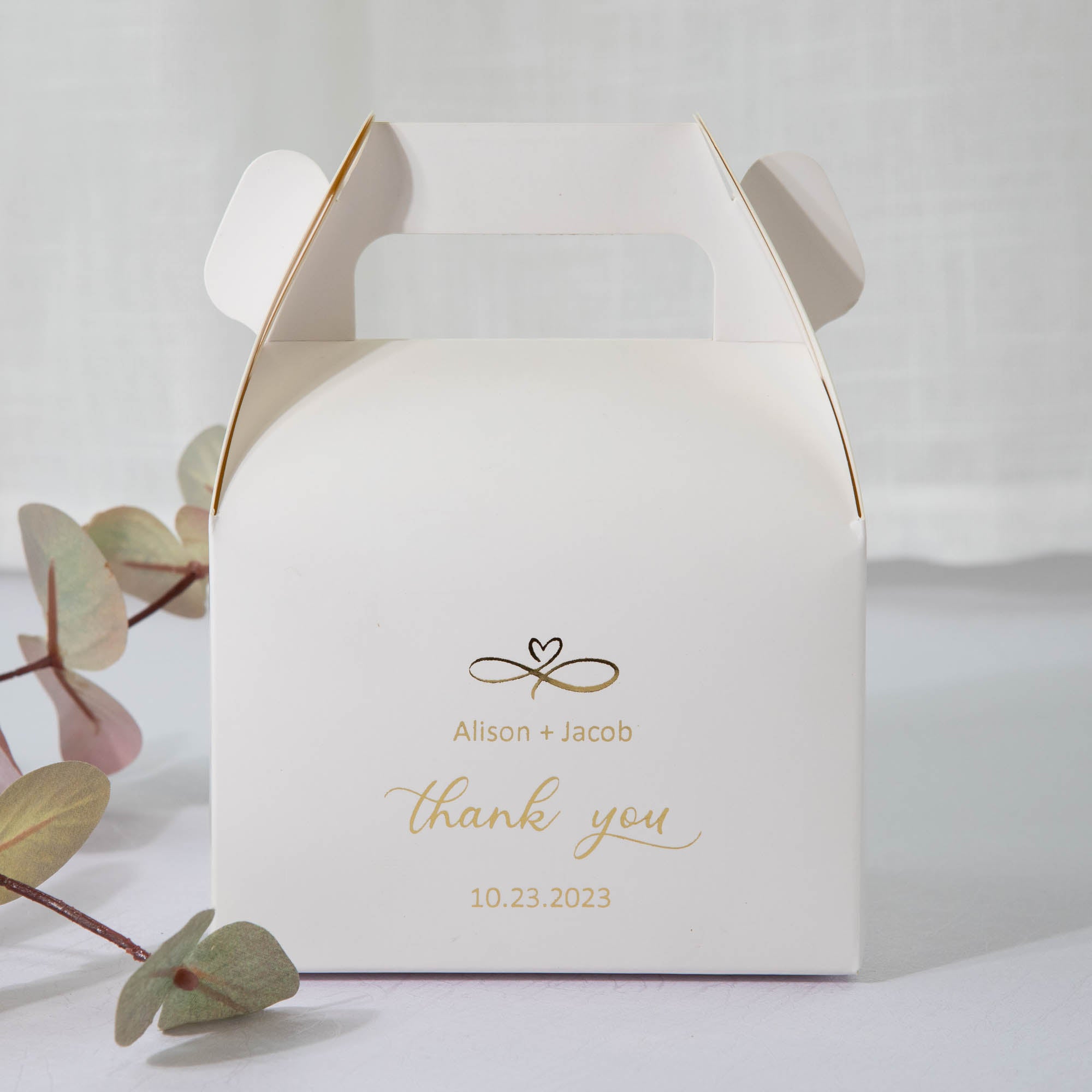 Personalised favour box, wedding cake box for guest gift and corporate event guests with customised favour boxes