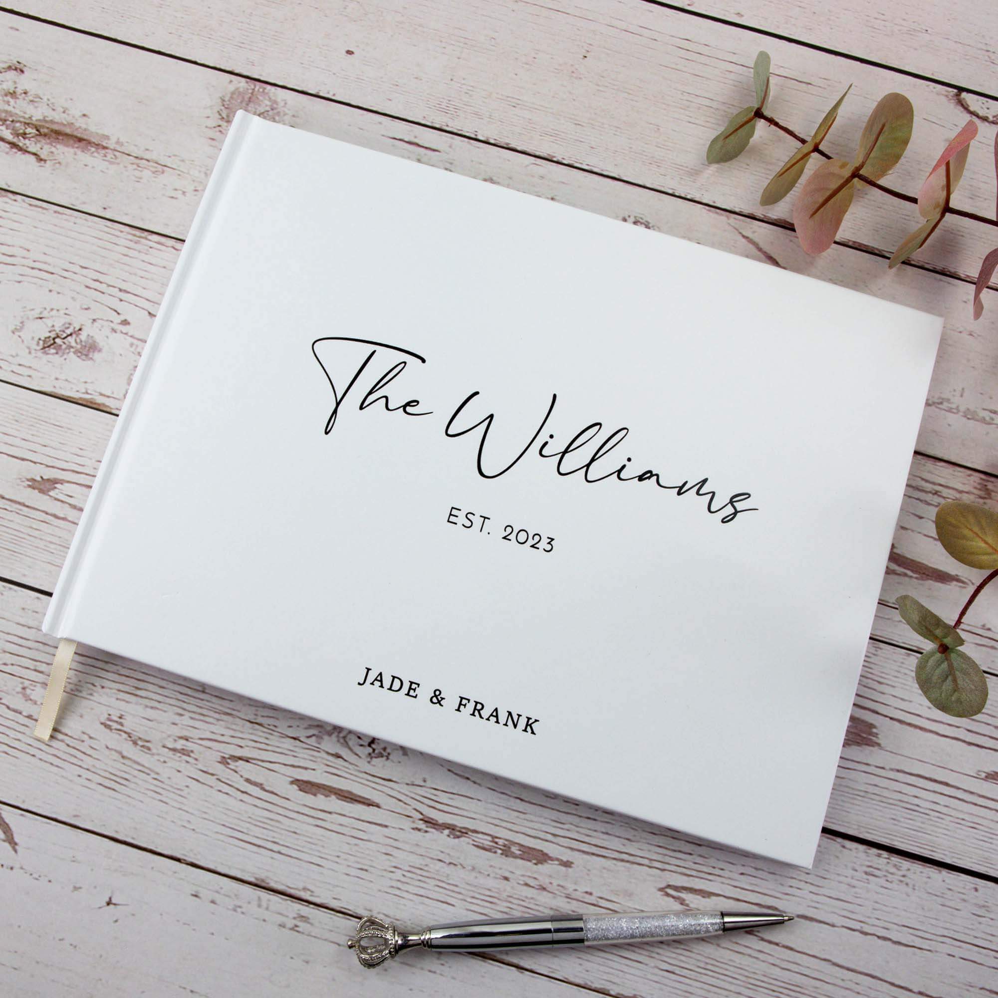 Elegant Wedding Guest Book – Personalised Names & Wedding Date