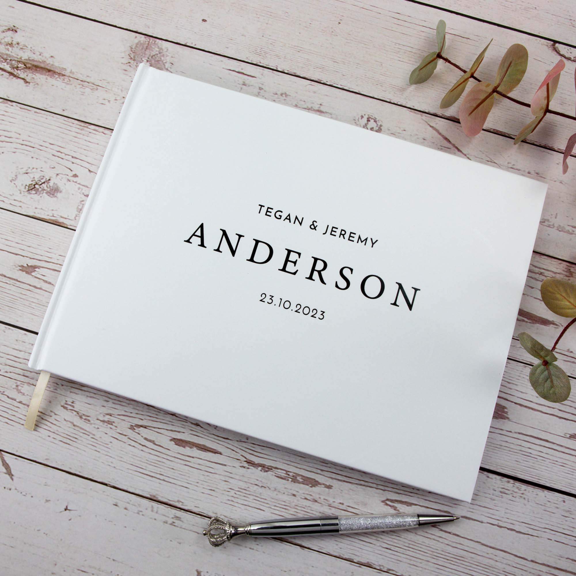 Printed Wedding Guest Book – Custom Names & Date, Lasting Keepsake