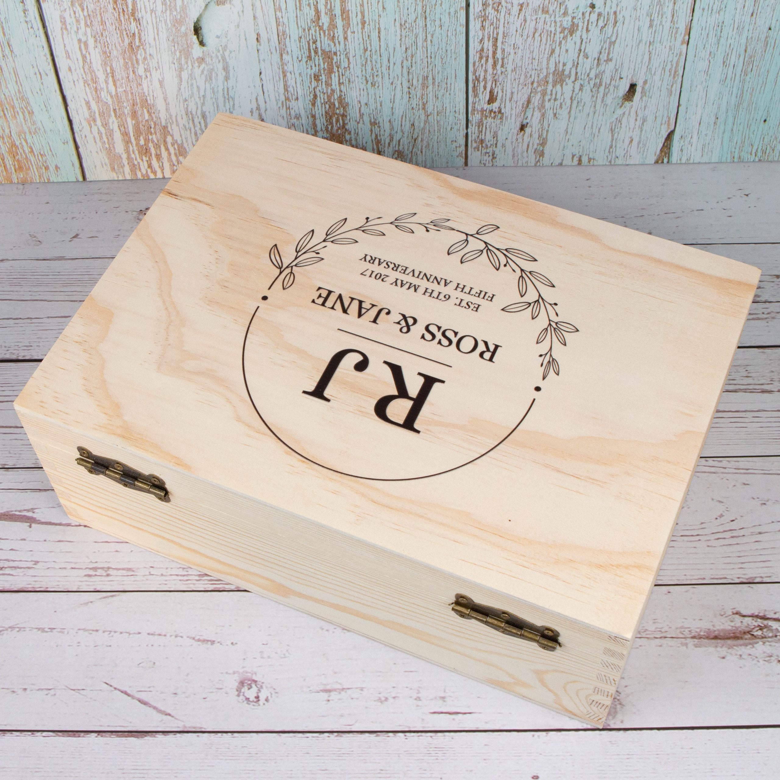 Personalised Wooden Keepsake box, 5th Anniversary Gift