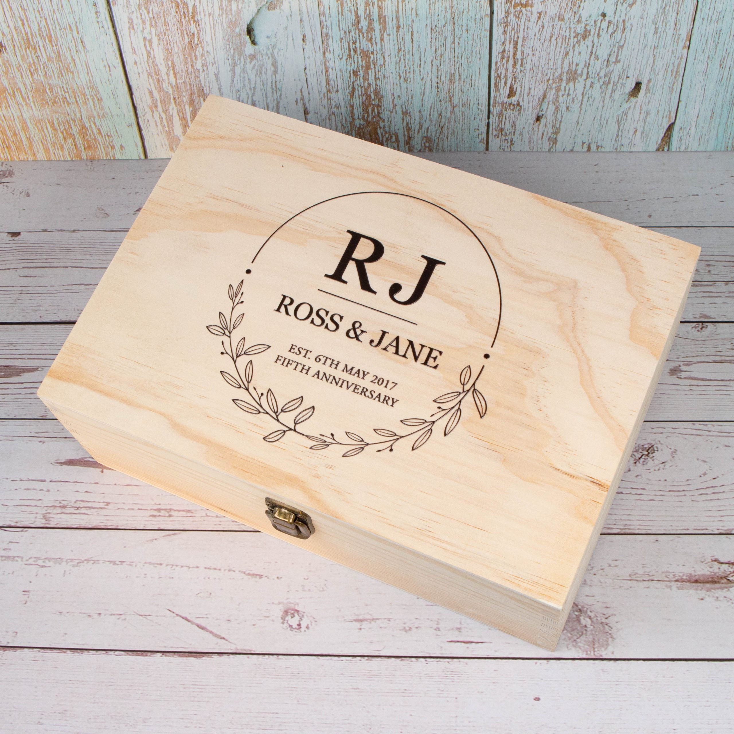 Personalised Wooden Keepsake box, 5th Anniversary Gift