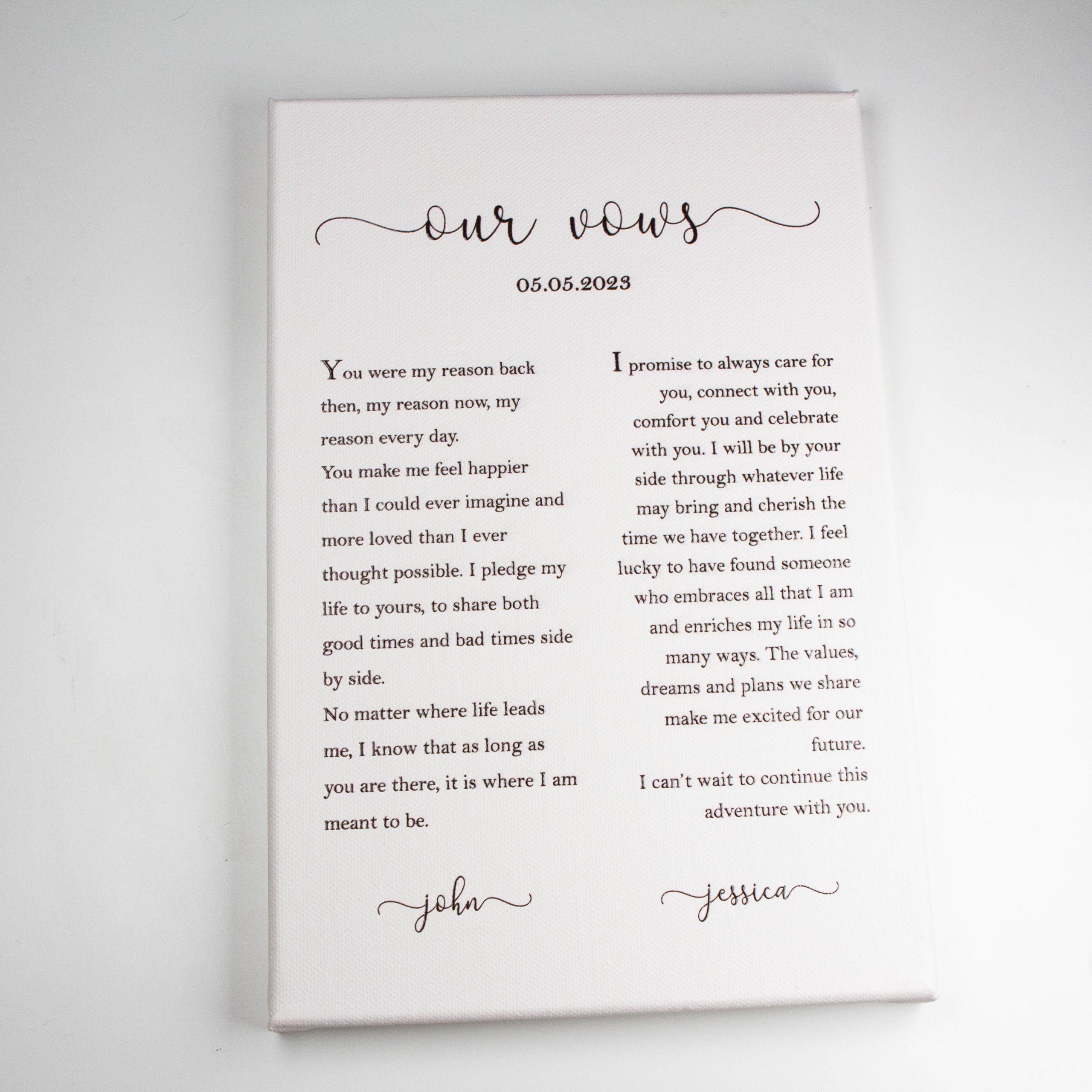 Printed canvas Wedding vows printed, Couple gift, Wedding anniversary gift