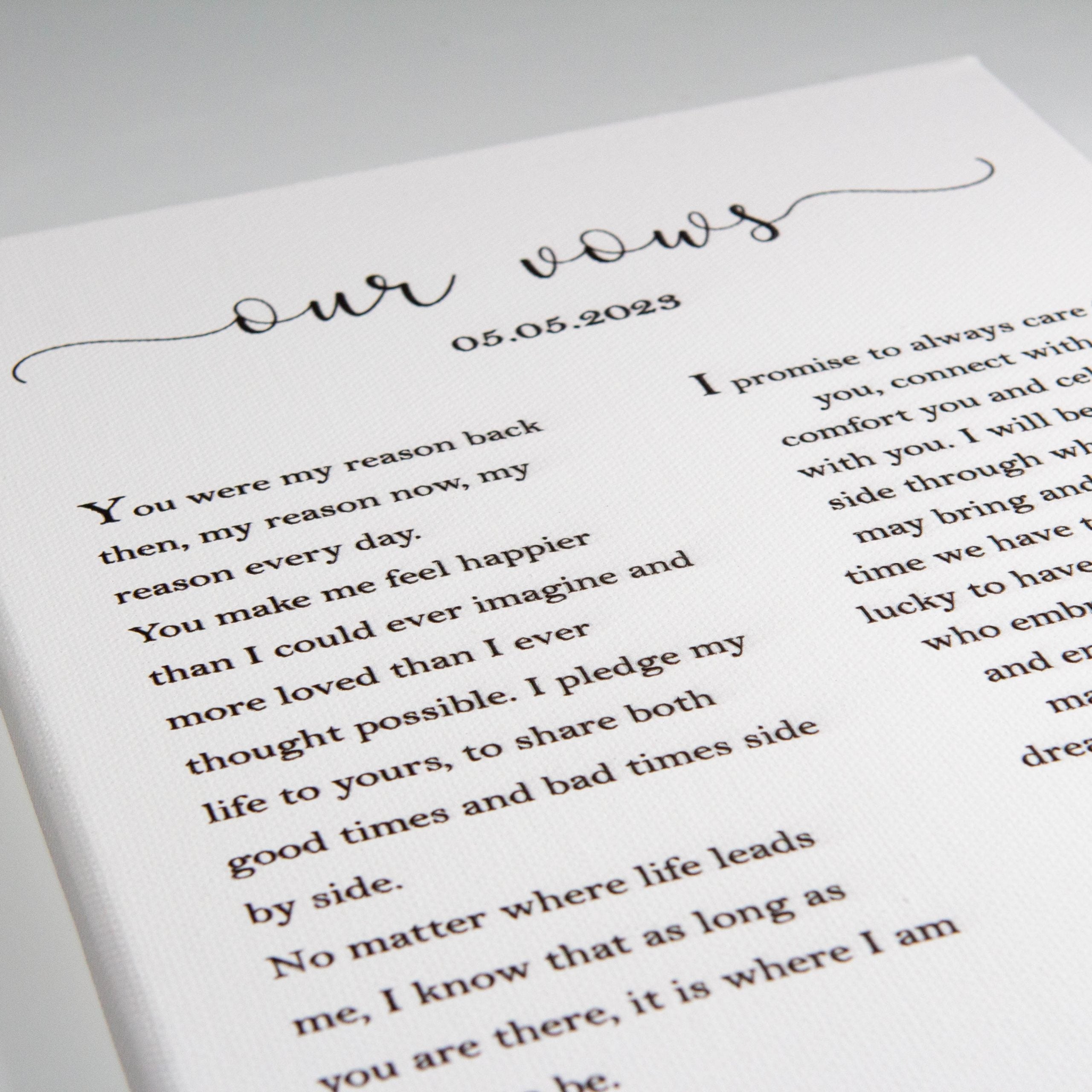 Printed canvas Wedding vows printed, Couple gift, Wedding anniversary gift