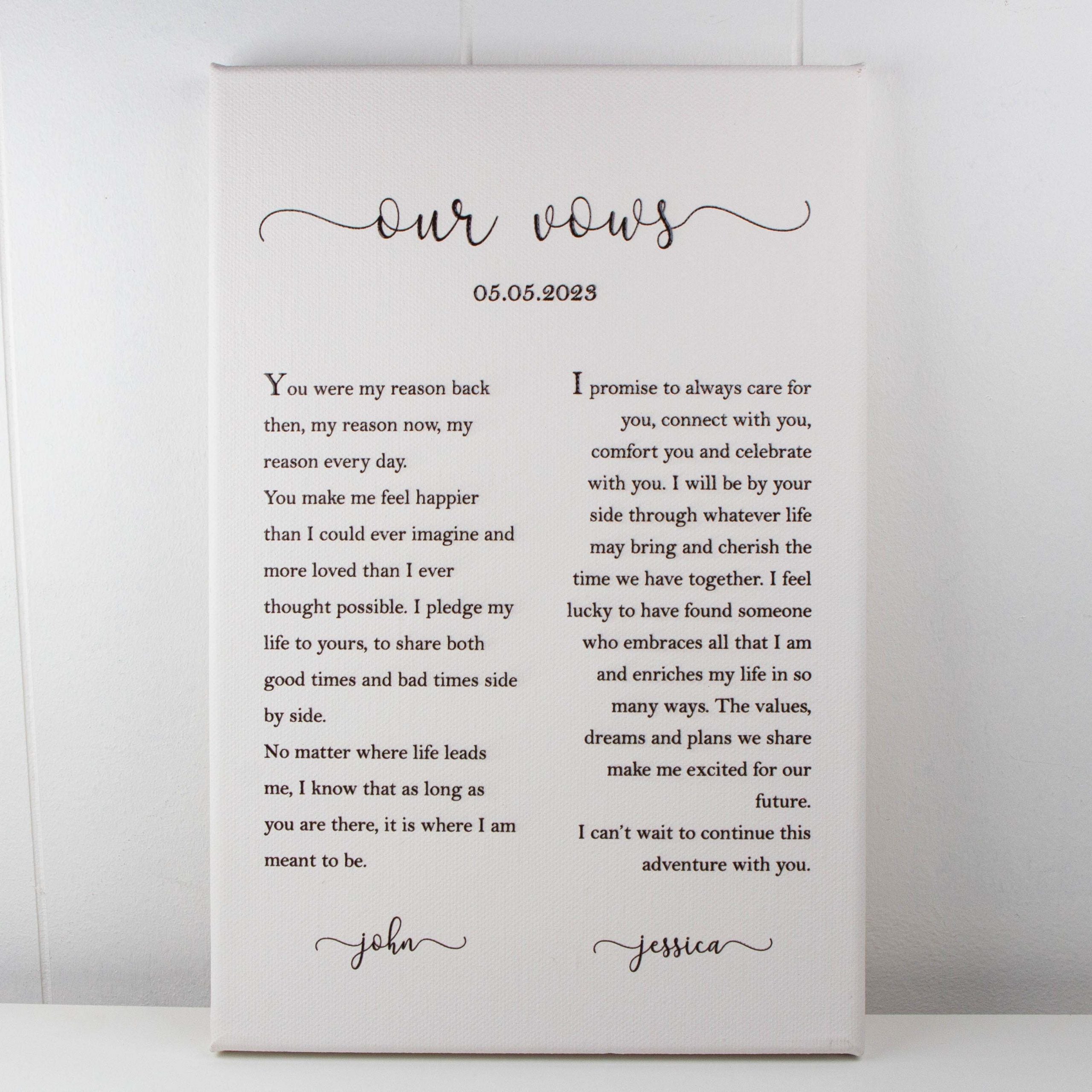 Printed canvas Wedding vows printed, Couple gift, Wedding anniversary gift