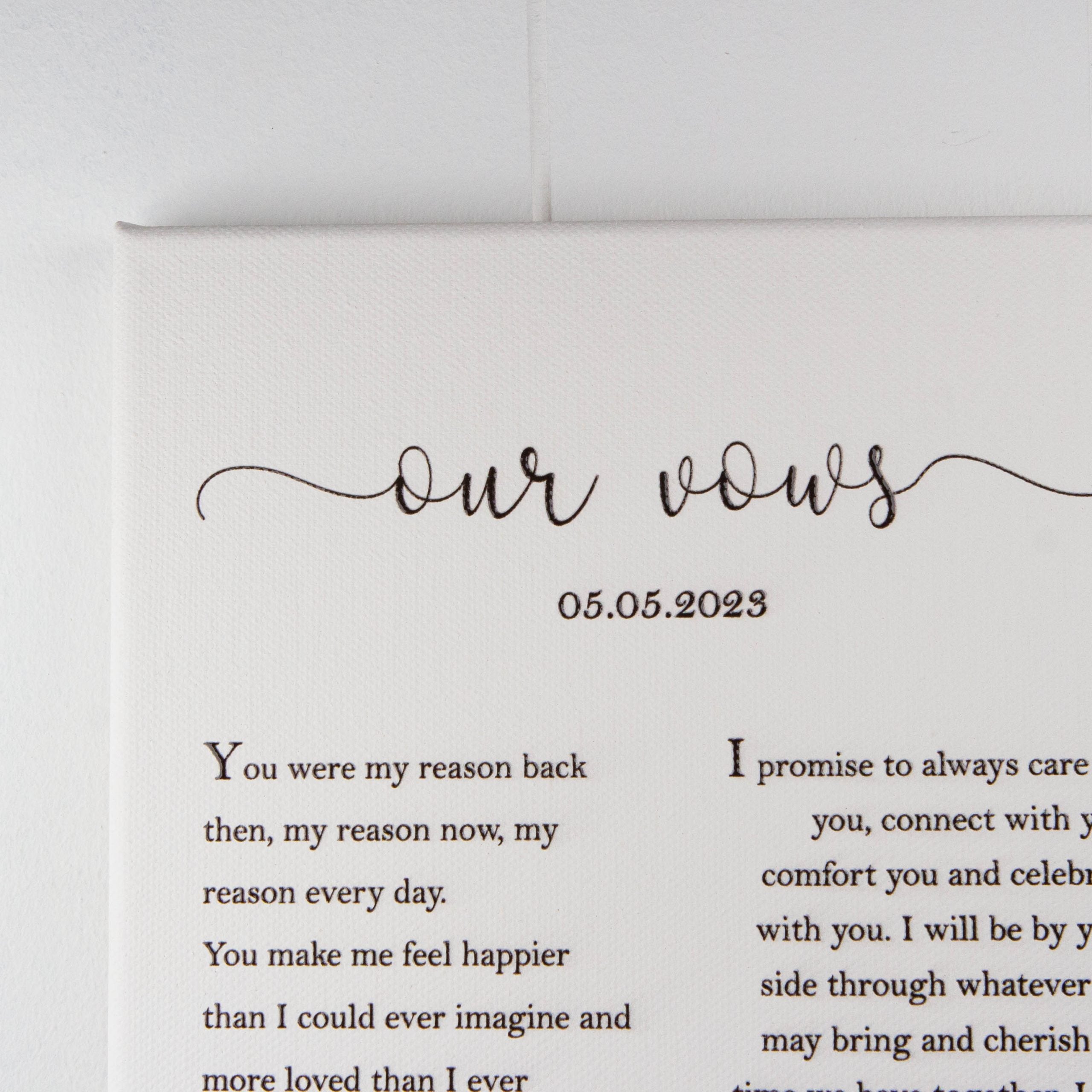 Printed canvas Wedding vows printed, Couple gift, Wedding anniversary gift