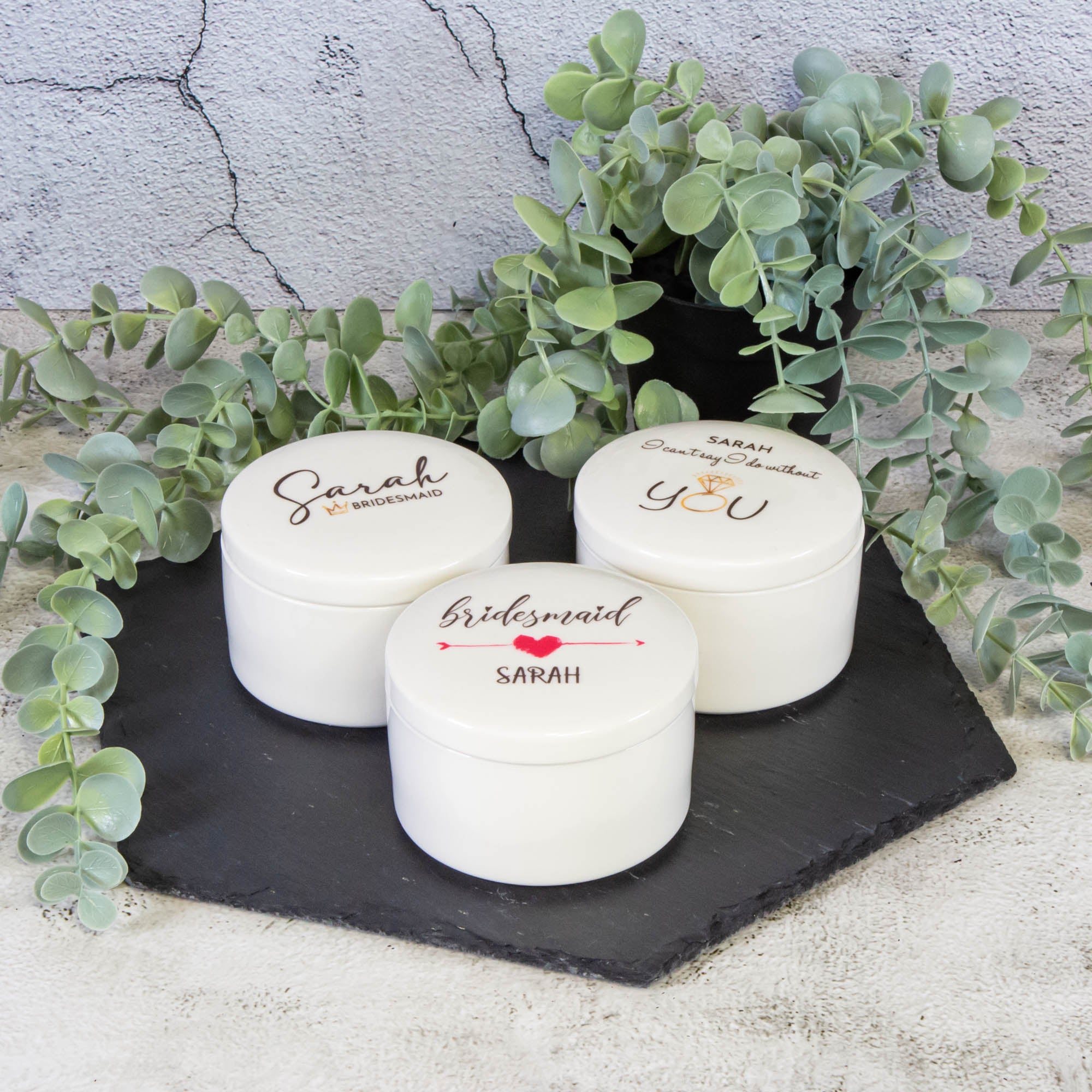 Personalised Round Keepsake box - Bridesmaid and Maid of honour Gift, Wedding Gift, Birthday gift Custom Jewellery box