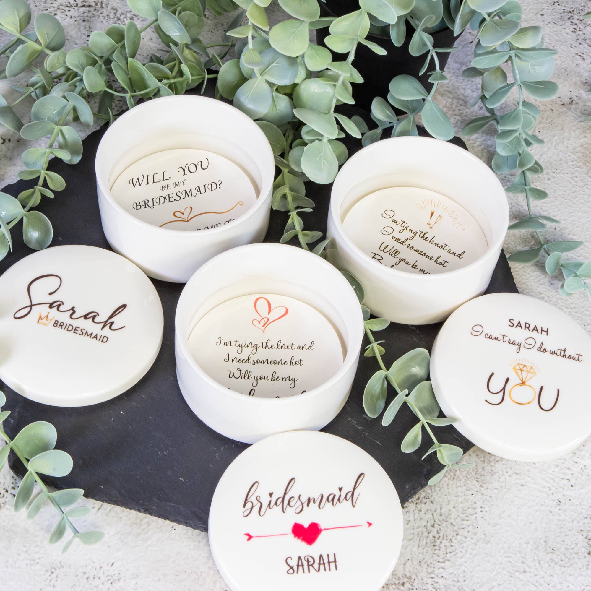 Personalised Round Keepsake box - Bridesmaid and Maid of honour Gift, Wedding Gift, Birthday gift Custom Jewellery box