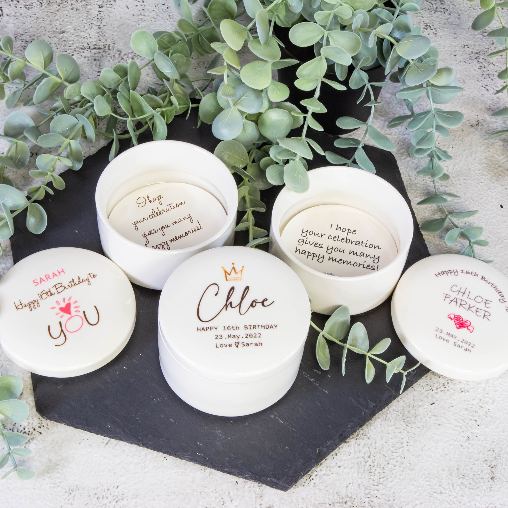 Personalised Round Keepsake box - Birthday Gift Custom Jewelry box