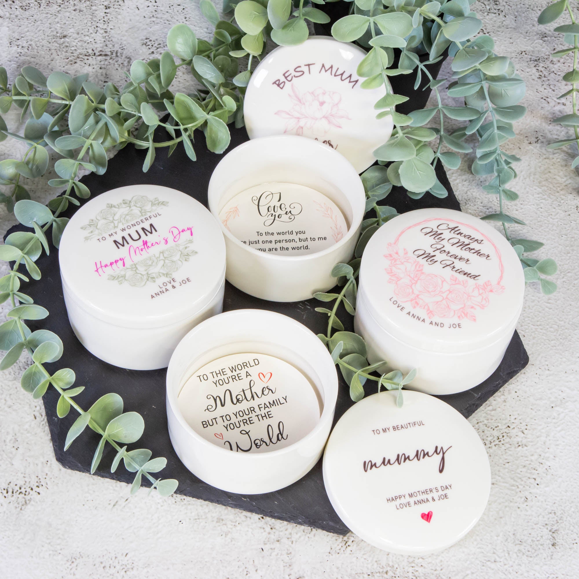 Personalised Round Keepsake box - Mother's day, Mom's birthday gift idea Custom Jewellery box