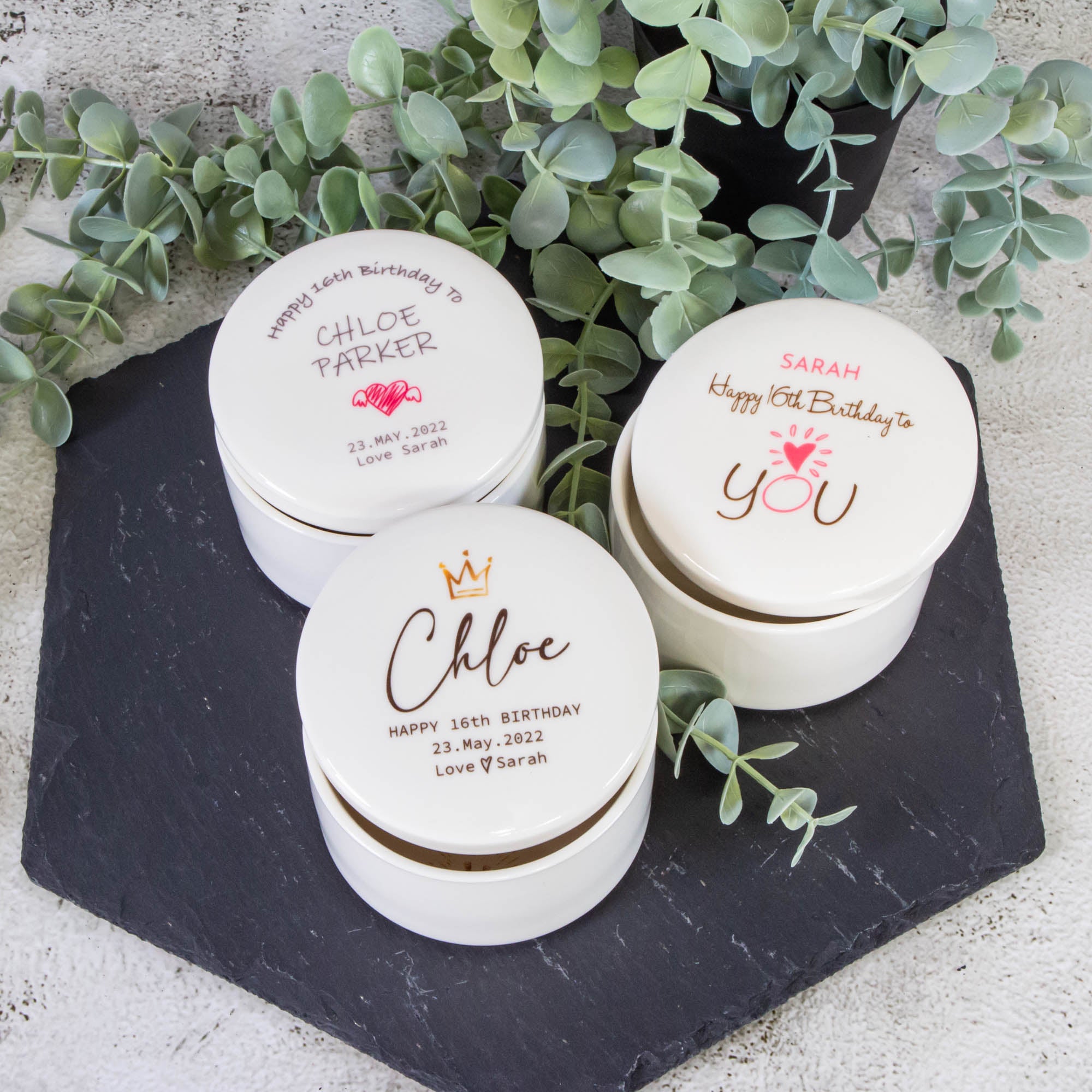 Personalised Round Keepsake box - Birthday Gift Custom Jewelry box